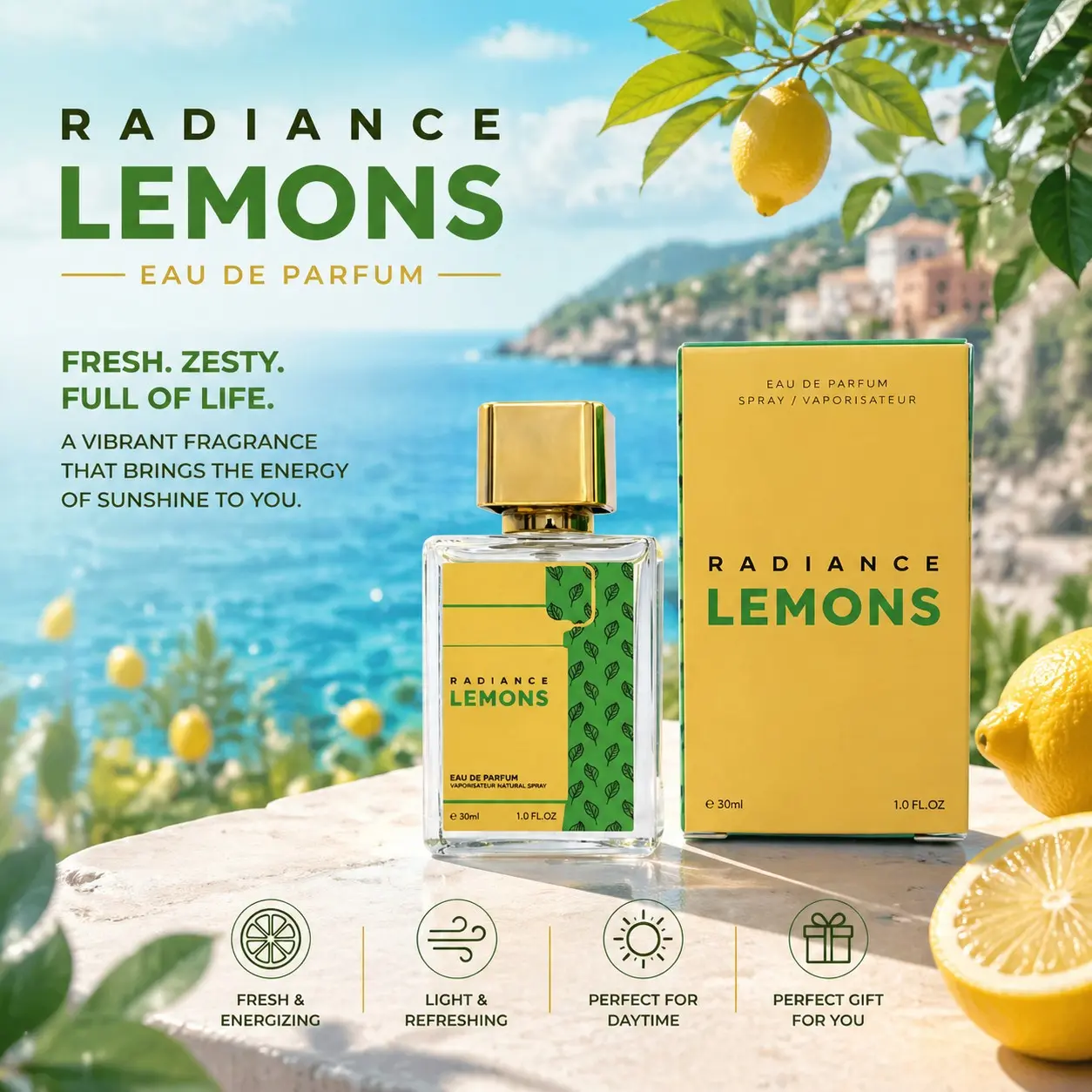 Men's Citrus Lemon Scented Perfume, Citrusy Fragrance, Aromatic Marine Perfume, Oceanic Fresh Fragrance, Invigorating Fragrance, Long-Lasting Romantic Aroma, Long Lasting Scents, Daily Wear Perfumes, Elegant Gift, Perfect for Daily Use, Travel, Parties