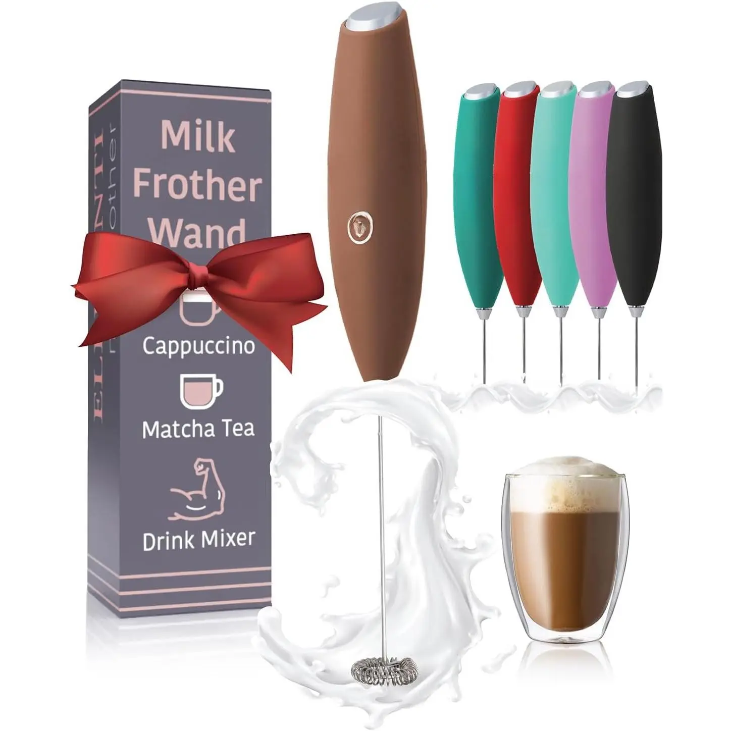 Milk Frother Handheld - Electric Stirrer and   Mixer Wand, Easy-to-Use Mini Mixer Wand for Quick Delicious , Coffee Frother Handheld and Coffee Stirrers (Mocha)