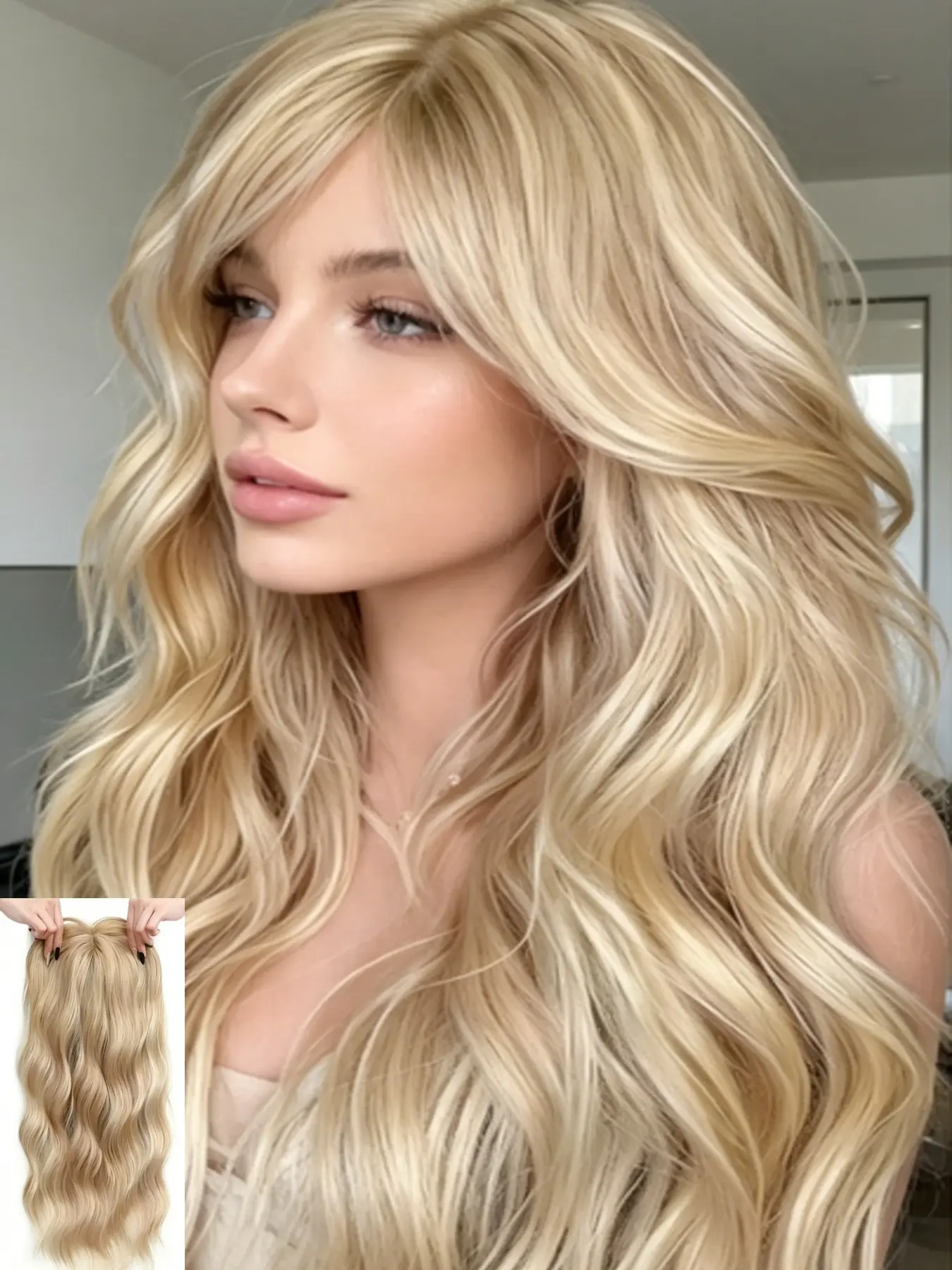 Thinning Hair Got You Down? This 22" Balayage Wavy Hair Topper is the Solution! Clip-In, Natural Waves, 100% Synthetic for Fullness & Instant Confidence! Realistic Hairpiece