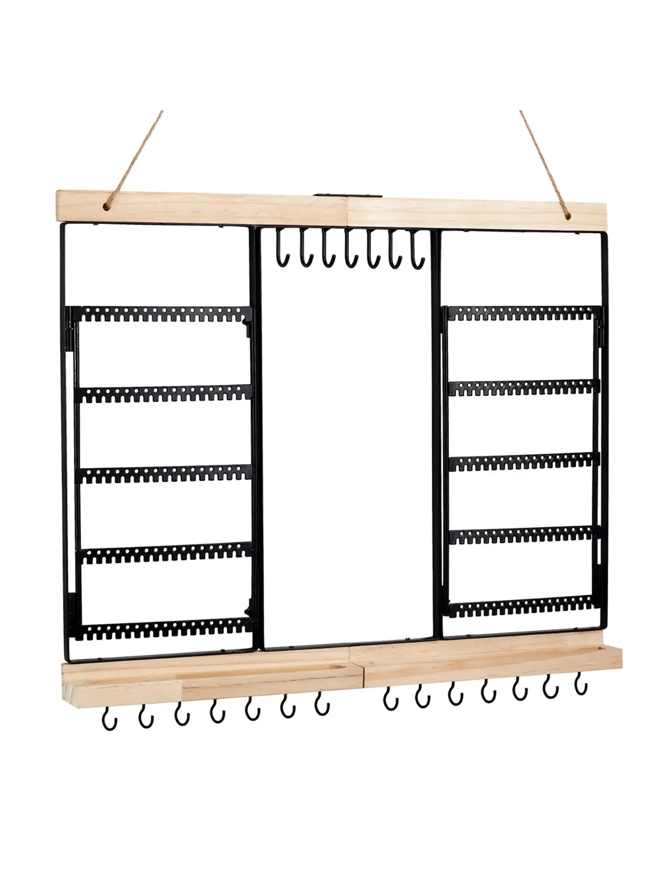 Wall Mount Foldable Jewelry Organizer, Large Capacity Earring Necklace Bracelet Display Holder, Hanging Jewelry Storage Rack for Wall Decor, Foldable Organiser