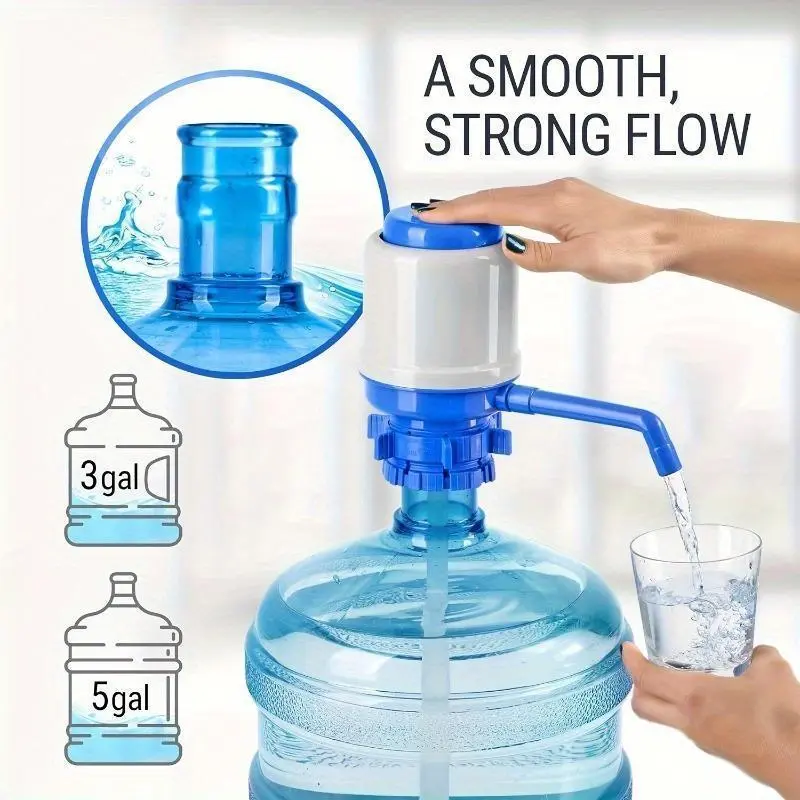 Food-Safe Bottle Dispenser, 3-5 Gal Universal-Fit Electric Water Pump, 1-Touch Operation, Strong Flow, Portable Sports & Outdoor Beverage Dispenser Container Accessory