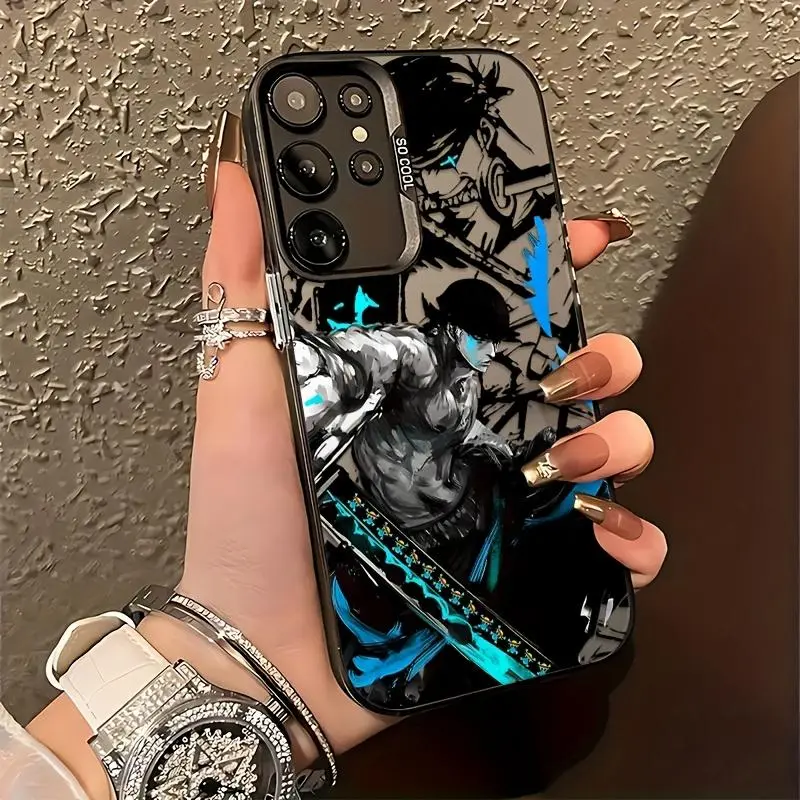 The Phone Case Featuring The Cool Anime Character Zoro Is Compatible with Samsung Galaxy S25, S24, S23, S22, S21, S20 FE Ultra Plus 4G And 5G, iPhone case 17/16/15/14/13/12/11 And It Has a Matte Anti-Drop Back Cover., Smartphone, Handheld