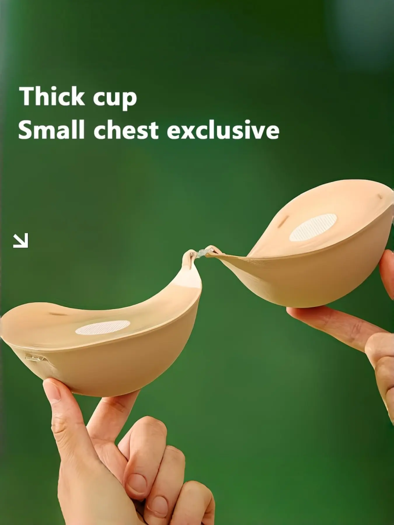 This pair of extra-thick, puffy bras avoids the embarrassment of empty cups. They feature puffed, push-up adhesive nipple covers for smaller busts, and are invisible, strapless, and seamless. They are washable and reusable, and perfect for backless dresse