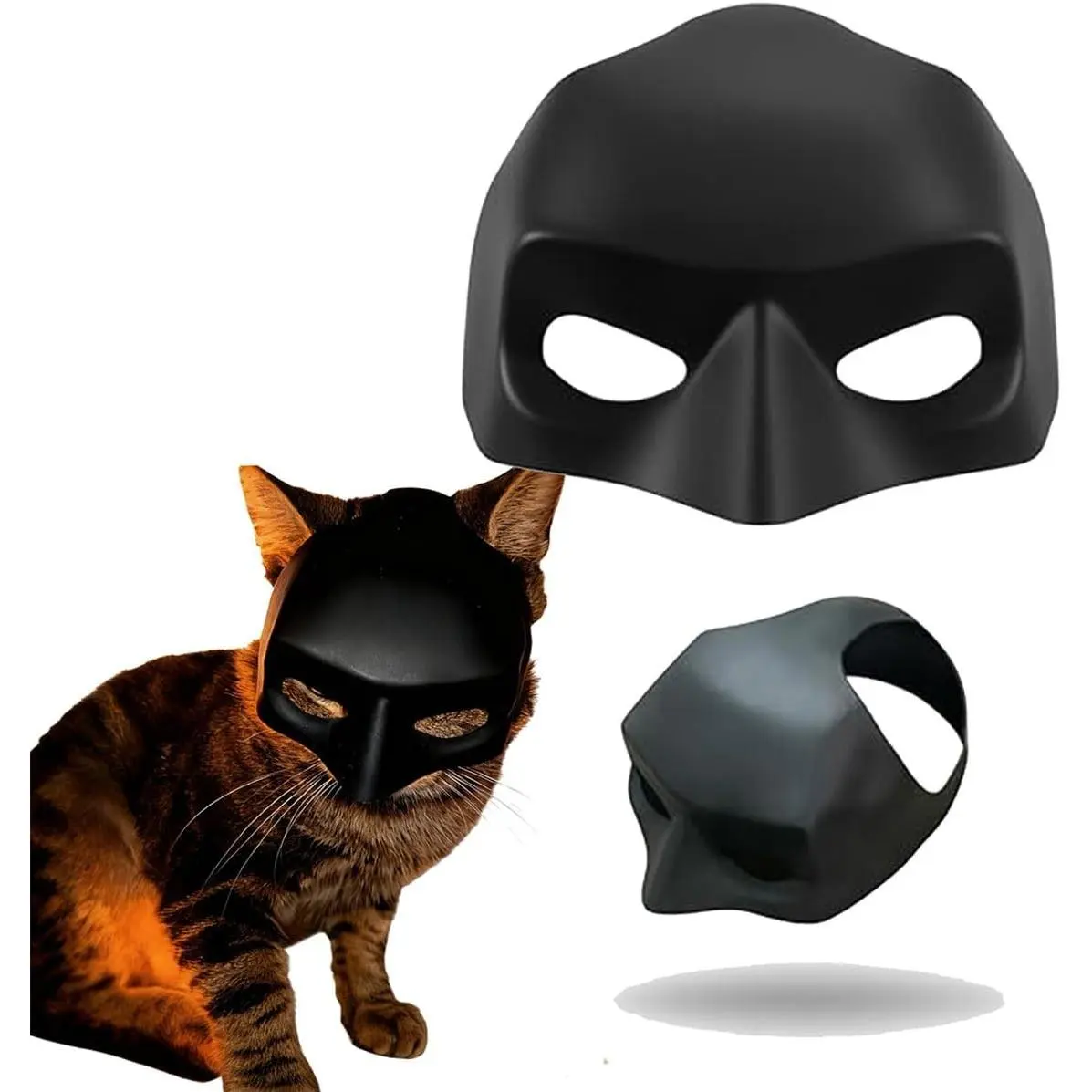 Cat Bat Mask, Funny Cat Helmet & Cat Hat Cosplay Costume, Adjustable Pet Mask for Halloween, Party, Photo Props, Lightweight Comfortable Cat Costume Accessories for Cats & Small Pets（Black