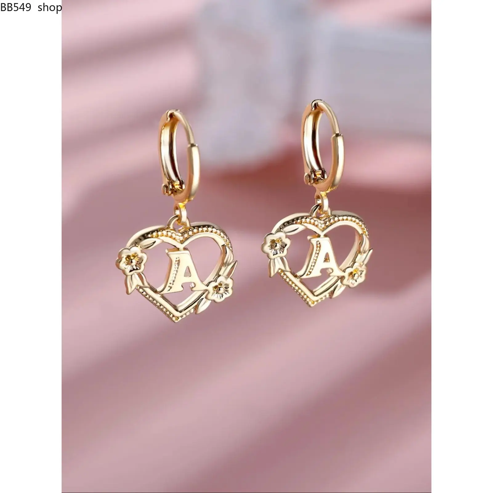 Heart Letter Flower Design Dangle Earrings (1 Pair) – Fashion Jewelry for Women, Trendy All-Match Casual Earrings for Party Wear, Daily Outfit & Mother’s Day Birthday Gift