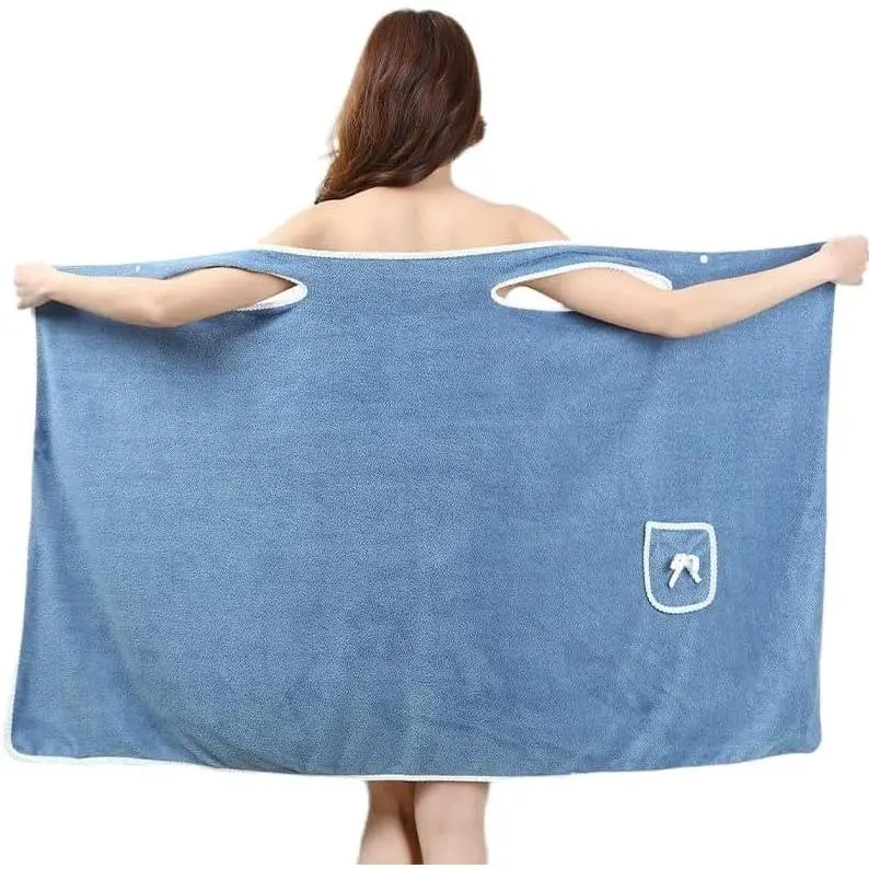 Wearable Towel Robe  Women After Shower, Sky Blue, Quick Drying, Microfiber Bath Towel  Shower Bath and Gym, 31x53 Inches New model baby bathingsuit