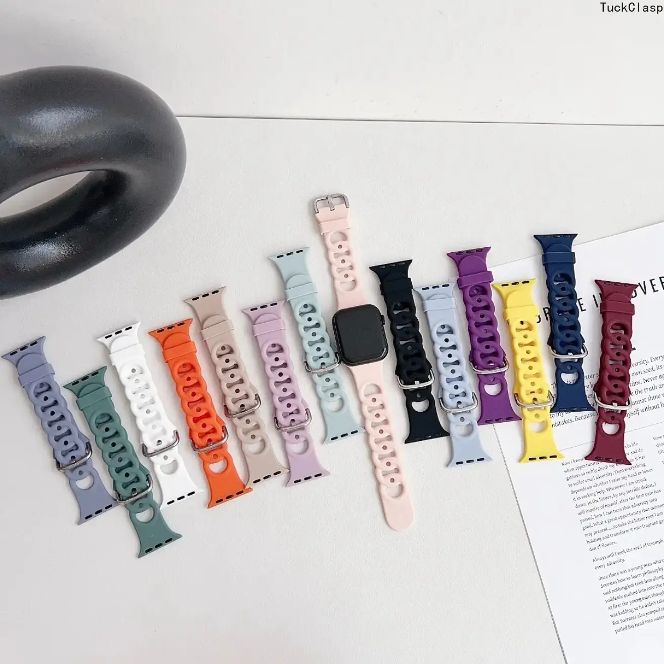 Sweet Donut Circle Link Silicone Watch Band, Hollow Cutout Breathable Replacement Wristband, Trendy Y2K Stylish Strap for Daily & Casual Wear (Watch Strap Only, Watch Not Included)