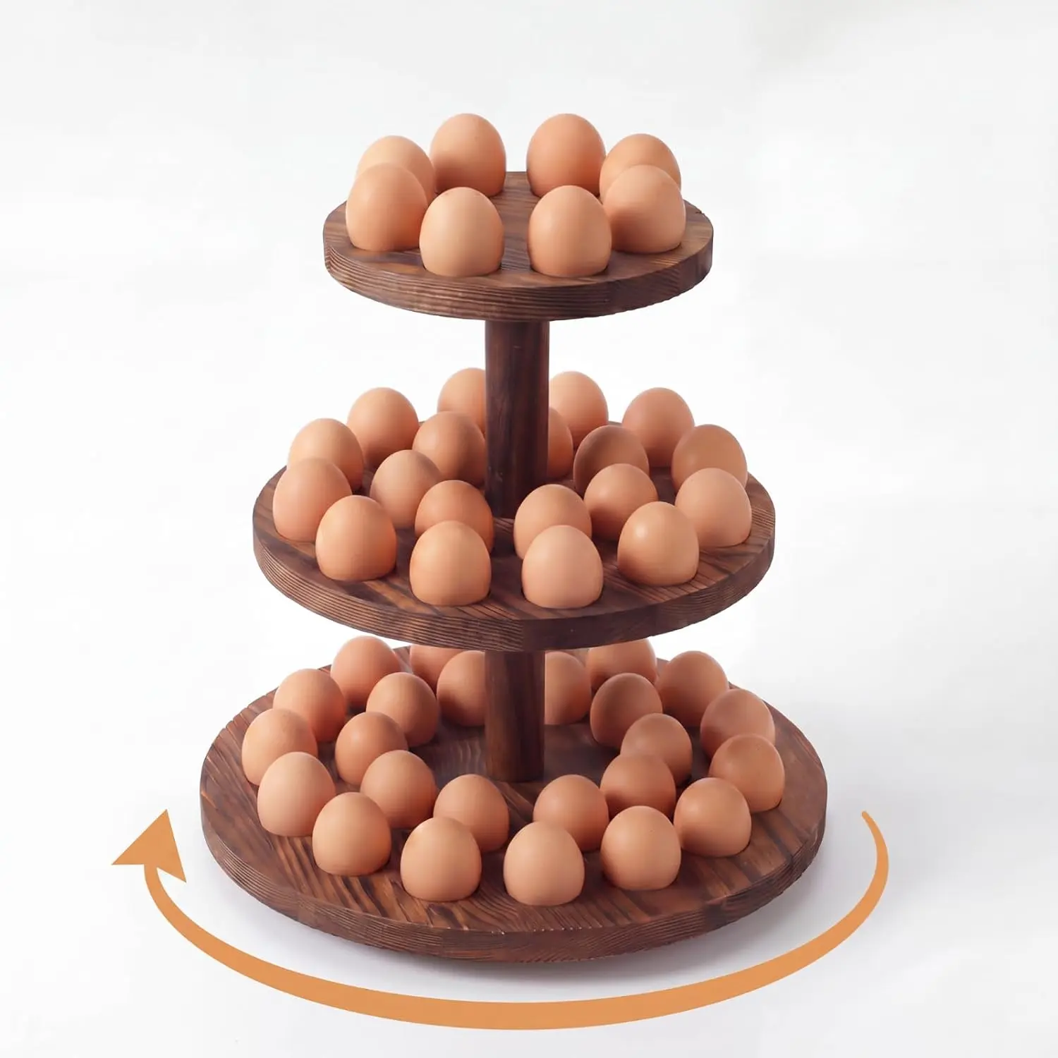 Wooden Egg Holder for Countertop 360° Rotating 3-tier Tree Shape Eggs Storage for 52  Eggs Large Capacity Chicken Egg Rack for  Kitchen Counter Rustic  Decorations