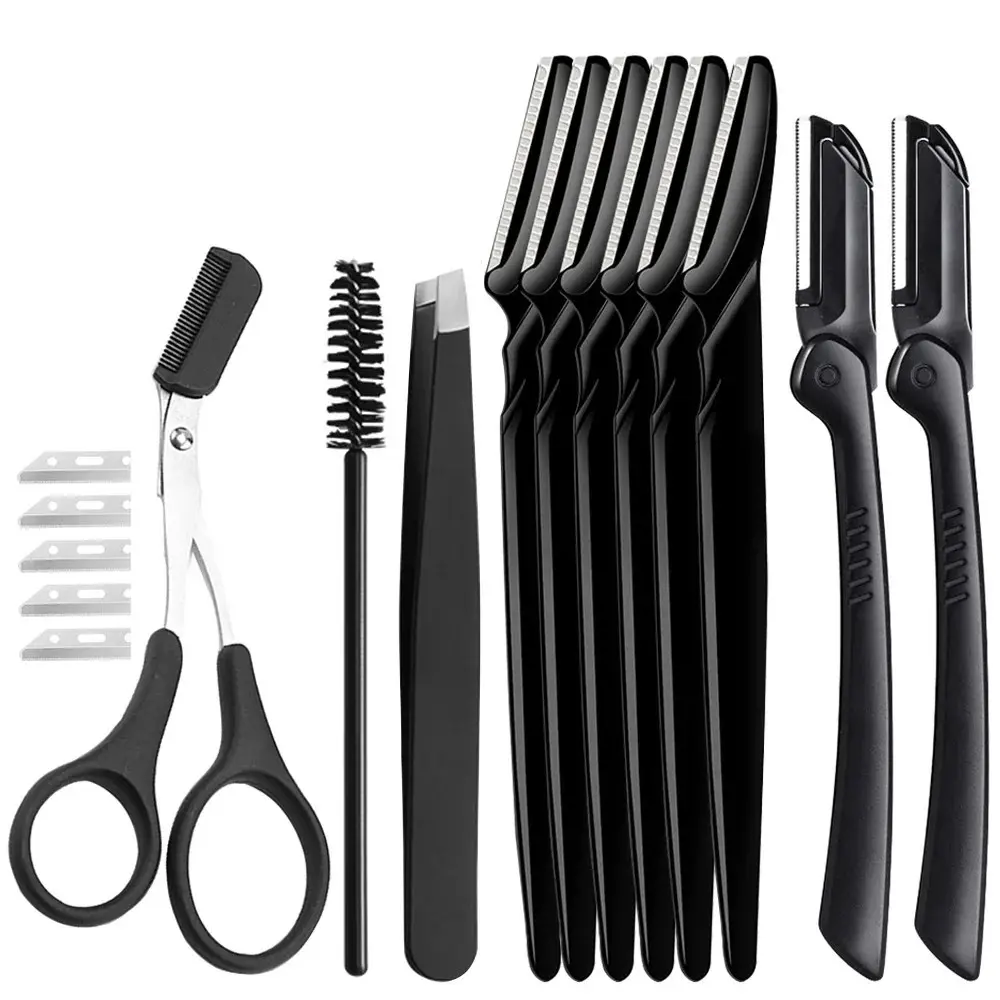 Eyebrow Trimmer Facial Hair Removal, 16pcs Face Razors for Women and Men, Multipurpose Dermaplaning Tool, Precision Grooming Kit, Eyebrows Kit