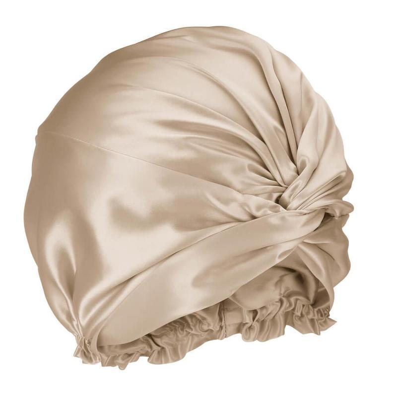 100% Pure Mulberry Silk Bonnet 6A Grade 22 Momme Natural Hair Women Sleeping Cap Turban Style Standard Size