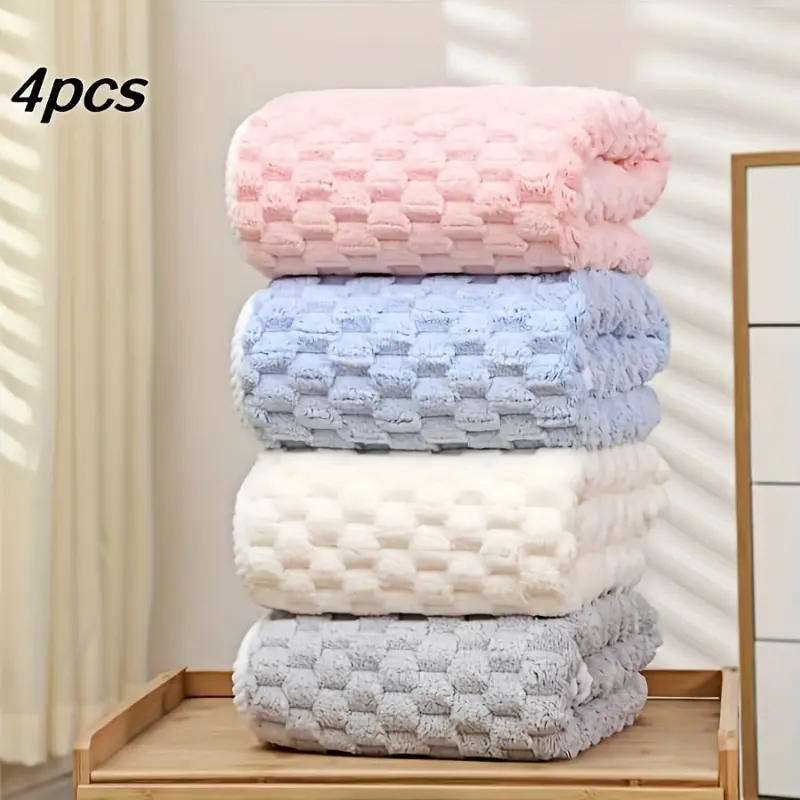 4-piece set of ultra-soft waffle knit bath towels, super absorbent and quick-drying adult ultra-fine fiber towels, quick-drying textured towels, soft spa and fitness travel towels, made of durable material.