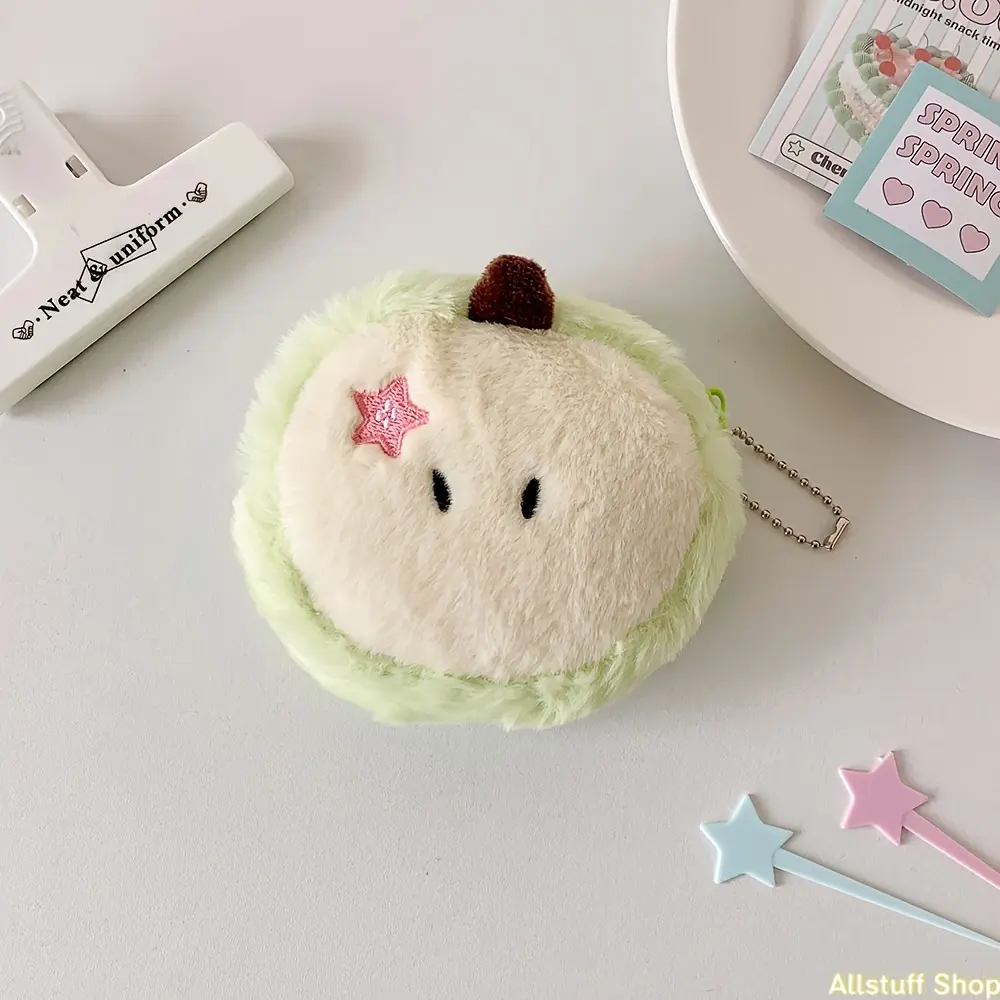 1pc Earphone Bag 'S Lipstick Portable Storage Small Bag Cartoon Cute Apple Plush Coin Purse Creative Fun Pendant tiktokshopbacktoschool
