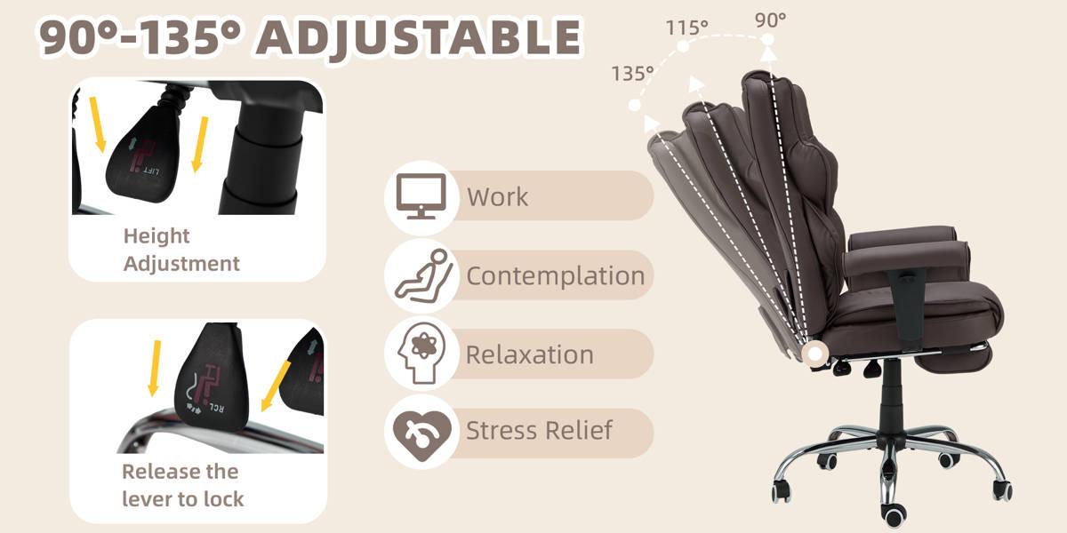 Ergonomic Executive Office Chair with 6-Point Massage and Footrest, Adjustable Reclining Faux Leather Desk Chair with Padded Armrests and Swivel Wheels Ergonomic Executive Office Chair with 6-Point Massage and Footrest, Adjustable Reclining Faux Leather Desk Chair with Padded Armrests and Swivel Wheels