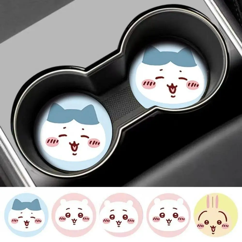 2pcs Chiikawa Car Anti Slip Cup Mat Cute Cartoon Vehicle Cup Pad Durable Auto Interior Decor Practical Car Accessory Gift Toys