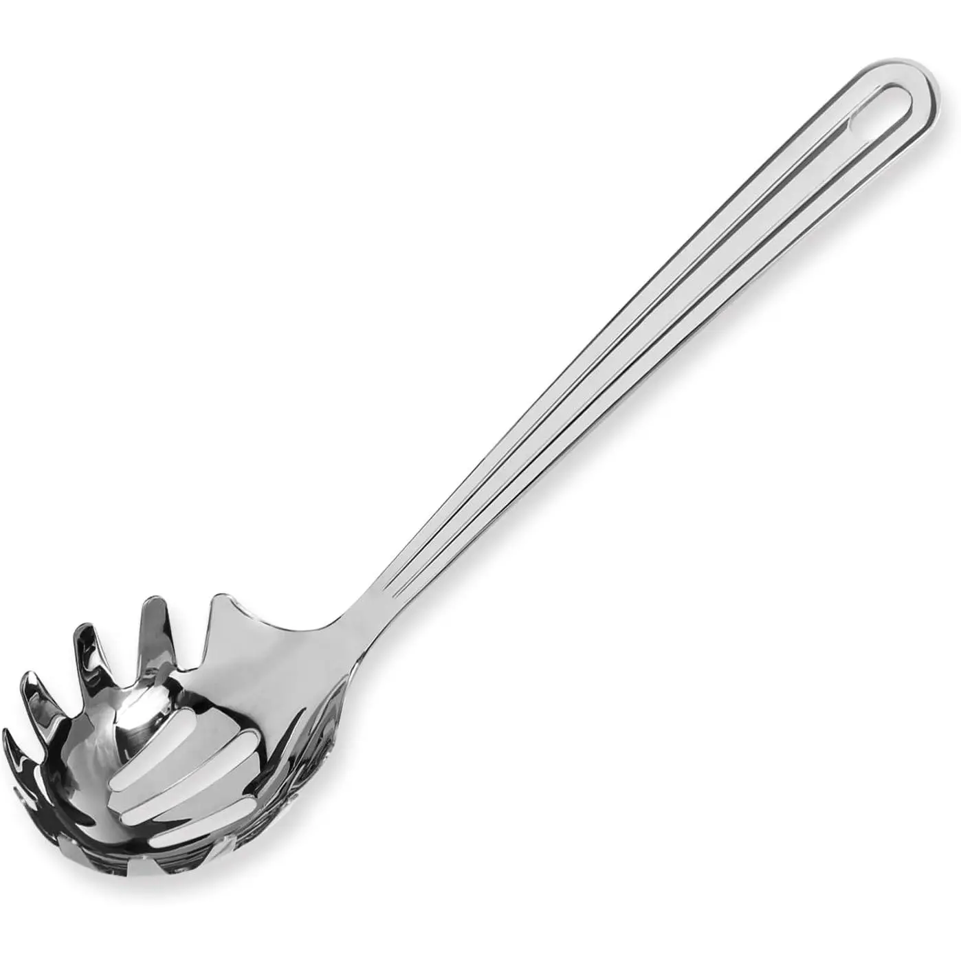Upgraded 12 inch Stainless Steel Spaghetti Server Spoon with  - Pasta Fork Pasta Server Noodle Spoon Heavy Duty Cooking Utensils Classic Dishwasher Safe 1 count