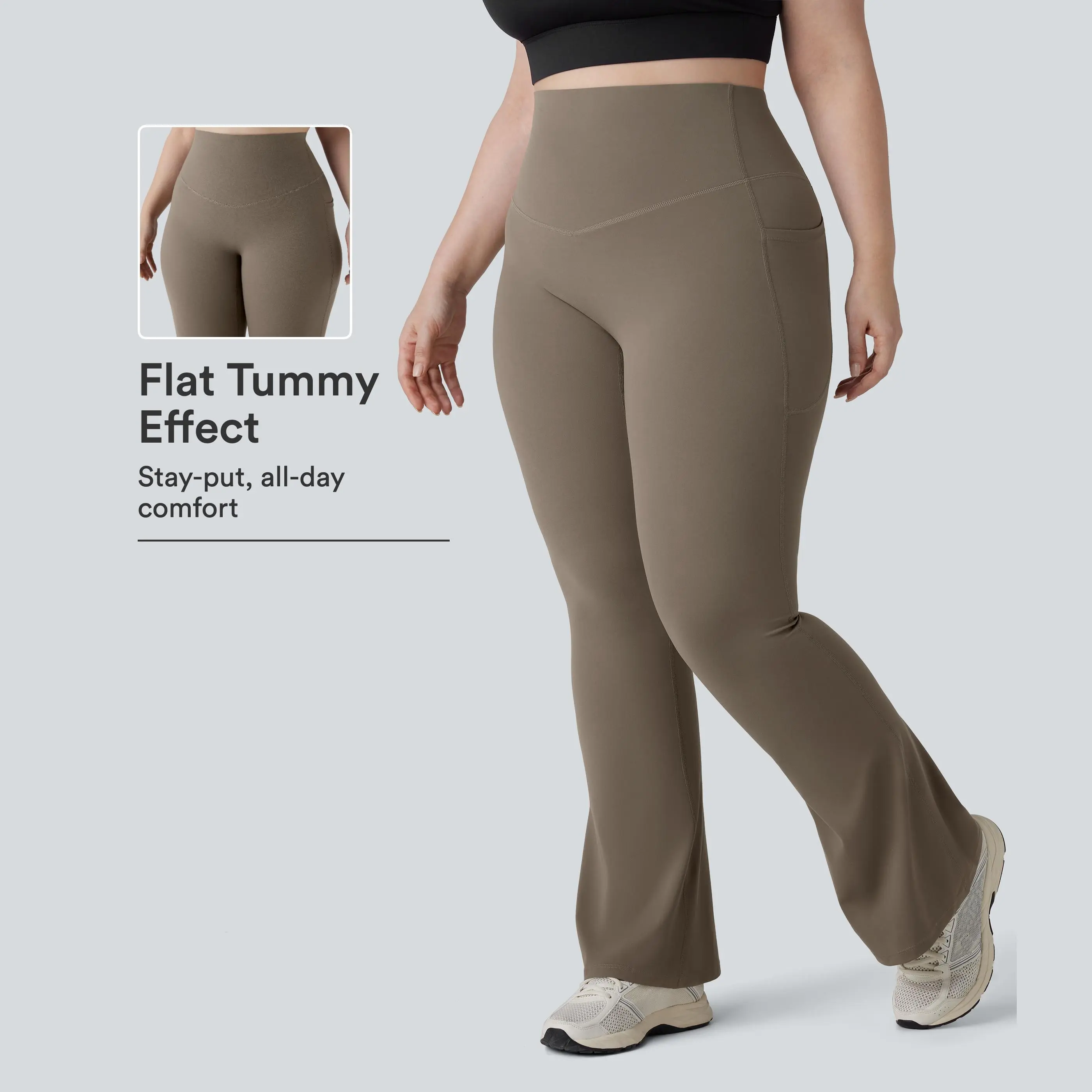Halara UltraSculpt™ High Waisted Tummy Control Pocket Shaping Yoga Bootcut Plus Size Leggings