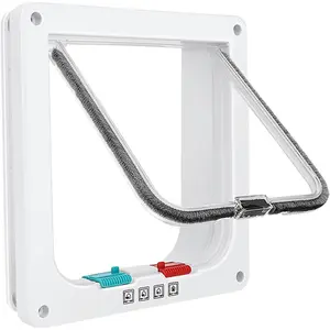 Thin Cat Door for Windows, Pet Doors for Sliding Door, Safety Pet Door with 4 Way Lock, Weatherproof Cat Flap for Thin Door and Wall, Medium, Outer Size 7.76 * 7.5 * 0.78in