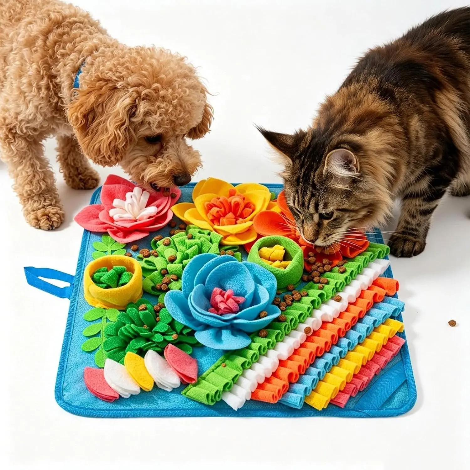 Snuffle Mat for Small Dogs Cats - Dog Snuffle Mat for Slow Feeder, Reduce Boredom, Fun Foraging Mats for Small Medium Dog, Cat, Rabbit, Puppy Sniff Mats for Dogs 15.4in Blue