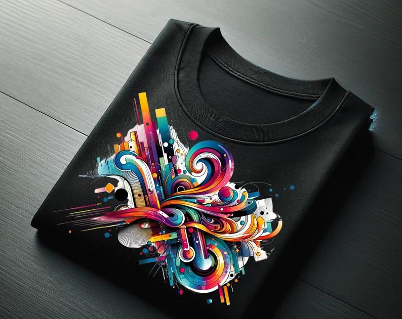 Abstract Multicolor Modern Art Graphic Tee, Artistic Abstract Design, Comfortable Unisex Fit, All‑Season Wear