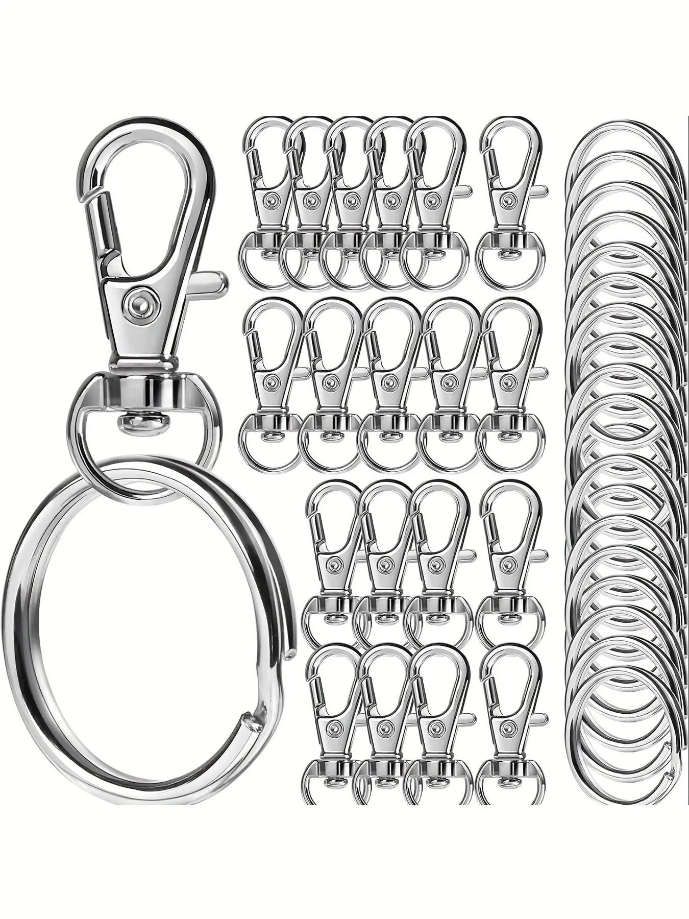 20-Piece Keychain Set, （20 lobster clasps, 20 key rings）, spring keychains, rotating buckles, hanging ropes, clasps, keychains, handicrafts, hardware, luggage accessories, DIY hanging rope jewelry keychain production, Diy Kit