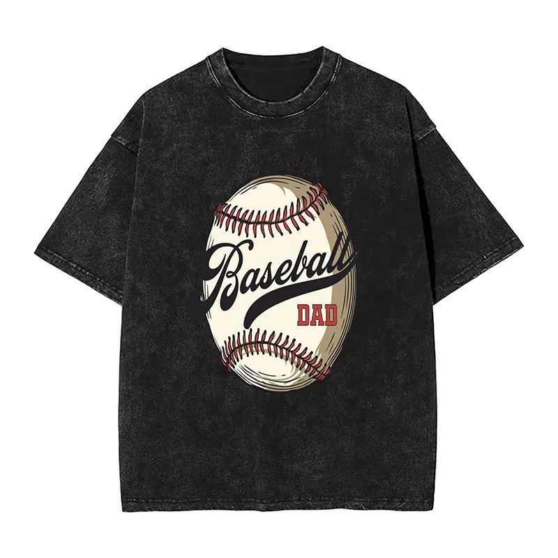 Baseball Dad Vintage Baseball Graphic Tee, 100% Cotton Short Sleeve Men's T-Shirt, Retro Baseball Sport Print, Black Casual Sports Dad Shirt, Father's Day Outfit & Baseball Lover Gift