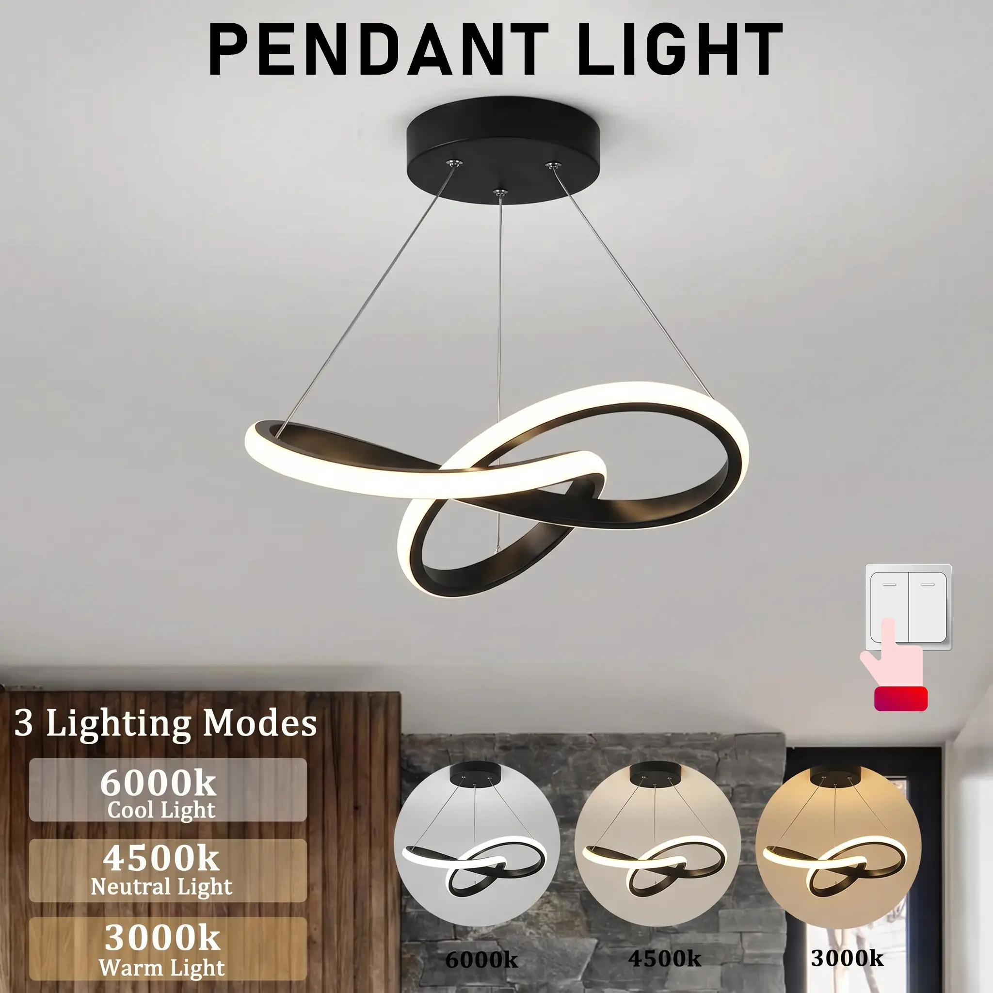 Modern LED Pendant Light, Simple Clover Line Design, Suitable for Bedroom Living Room Study Dining Room, Home Lighting, Indoor Decorative Light, Decorative Lamps, Led Decoration