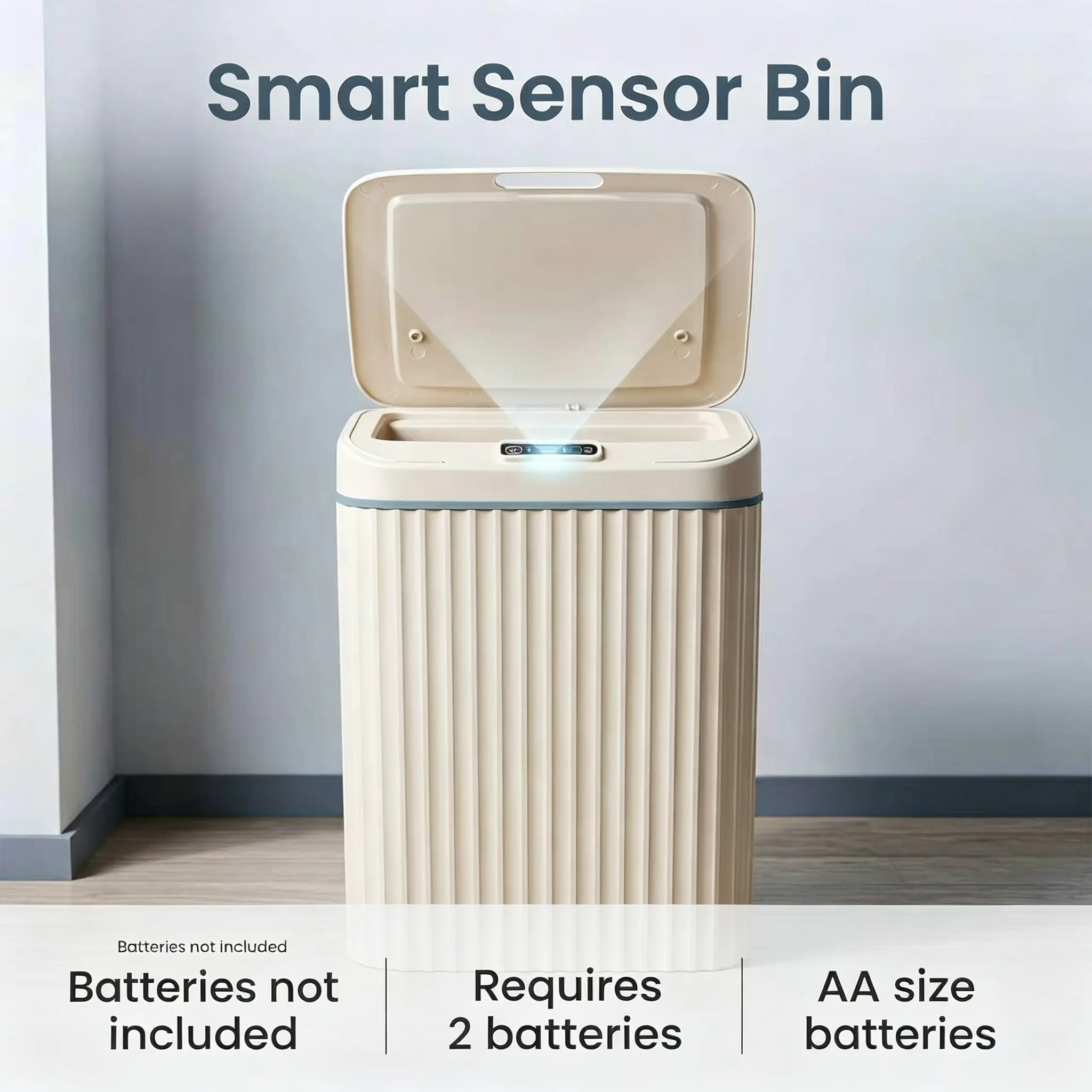 Smart Touchless Trash Can with Vertical Groove Design, Automatic Lid Opening, Odor-Proof Sealed Bin for Home Bathroom Office Kitchen, Bathroom Trashcan with Lid