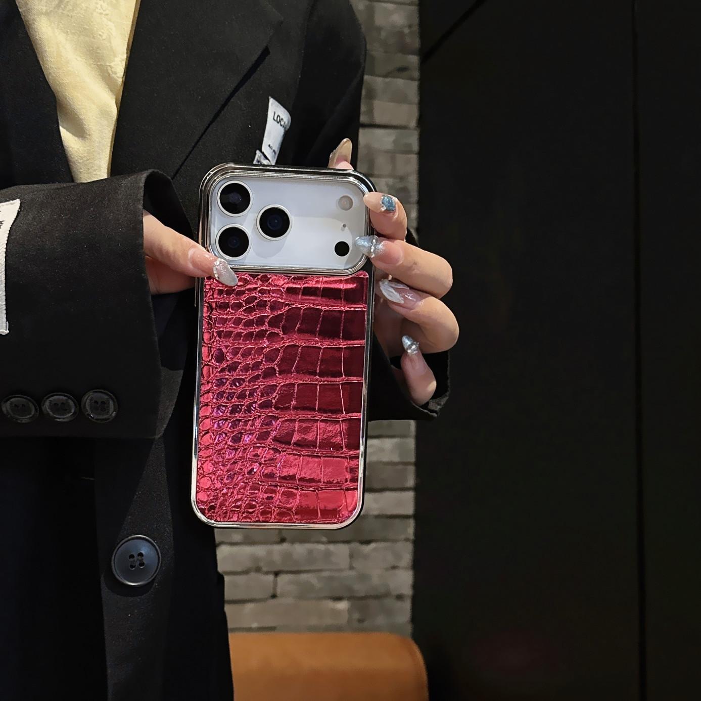 Iridescent Electroplated crocodilePattern Case Suitable for iPhone17, iPhone 16 Pro Max, Vegen Crocodile Leather, high-end feel, anti-drop protective cover