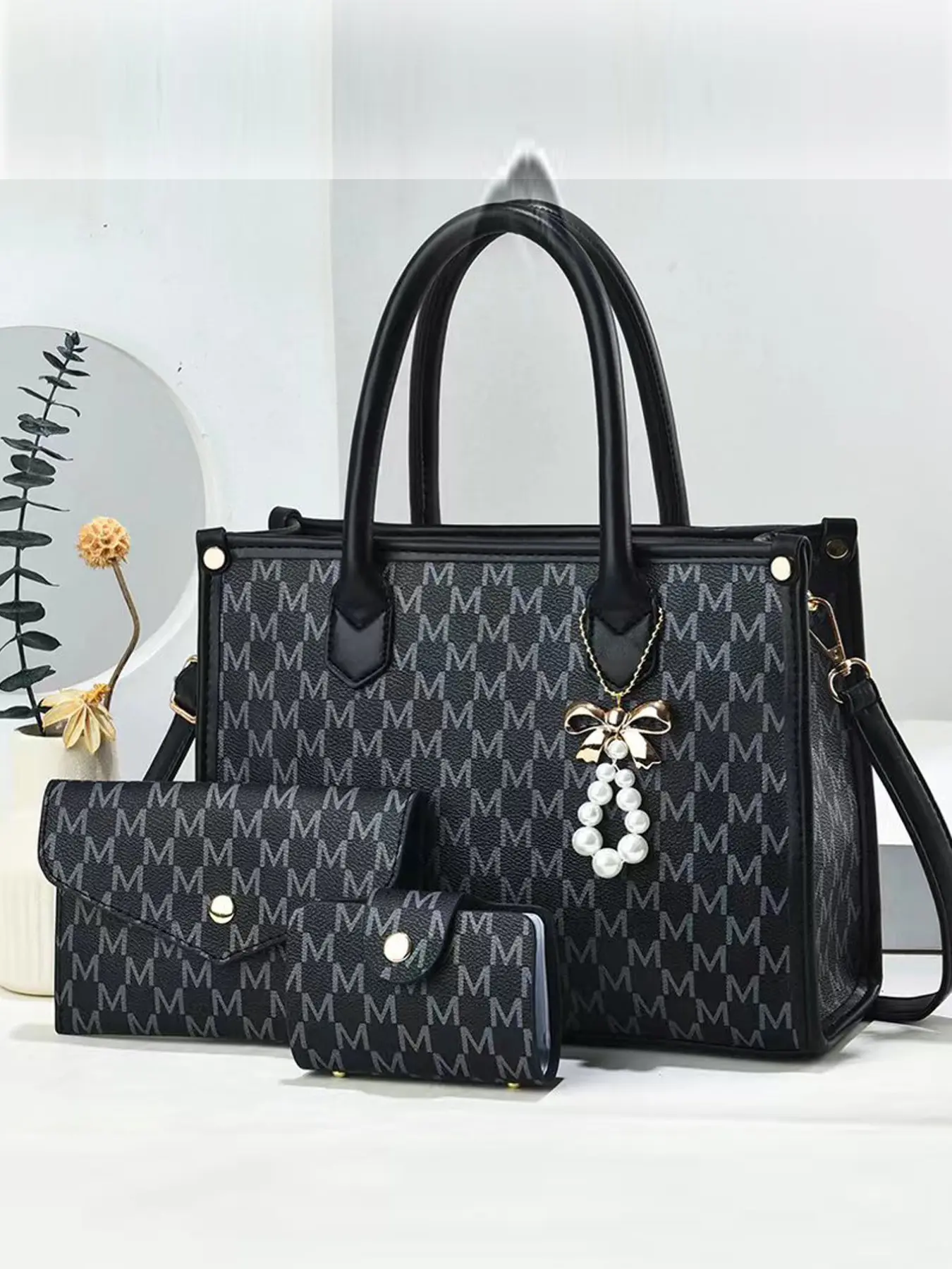 Fashion Letter Three-Piece Retro Crossbody Handbag, Multi-Functional Large Capacity Bag, Stylish Design, Perfect for Travel and Shopping