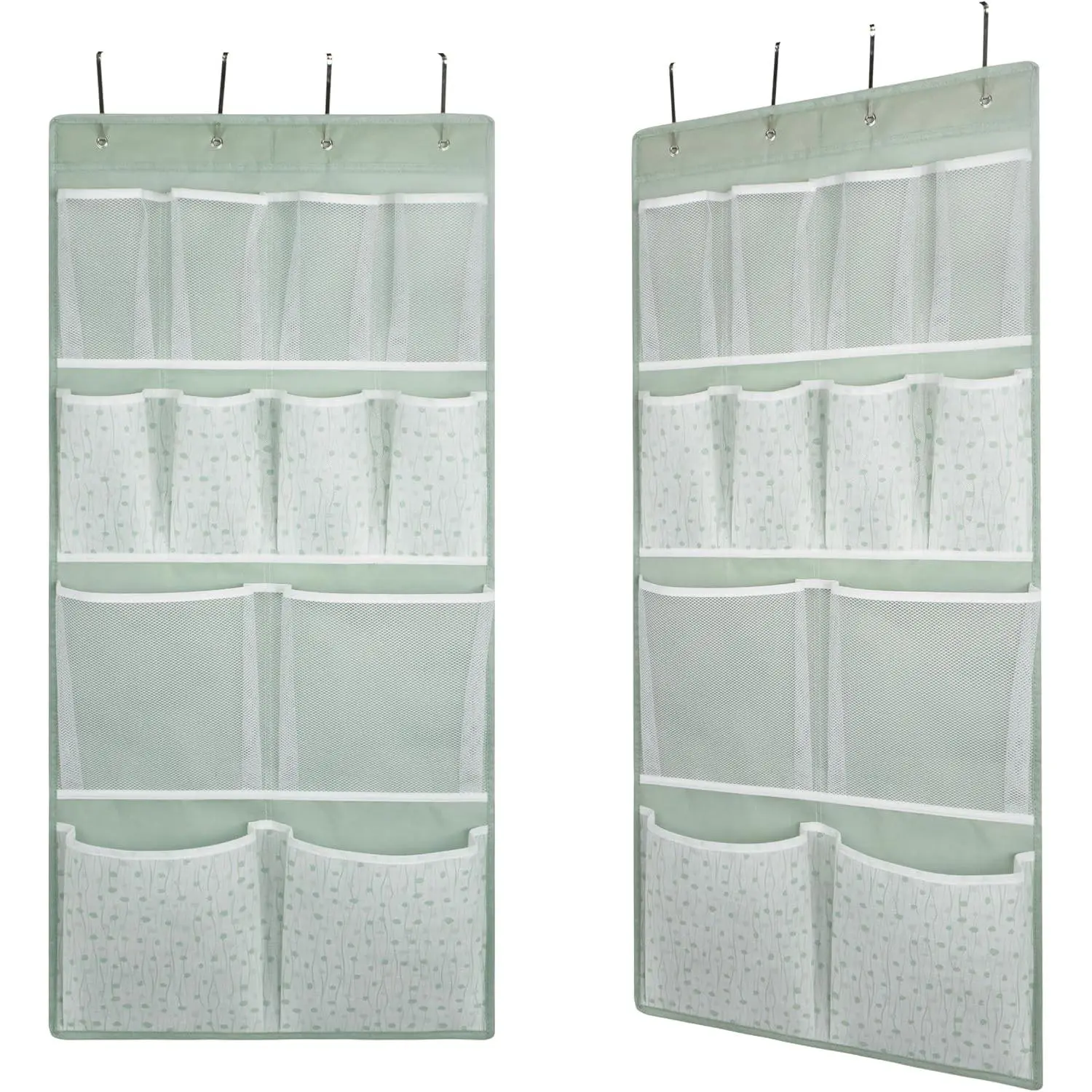 2 Pack 12 Pocket Over Door Hanging Storage Organizer with 4 Kinds Pouch, Back of Closet Hanging Shelf Storage for Sock, Hat, Underwear, Behind Door Caddy in Bedroom, Bathroom, Entrance, Dorm, RV