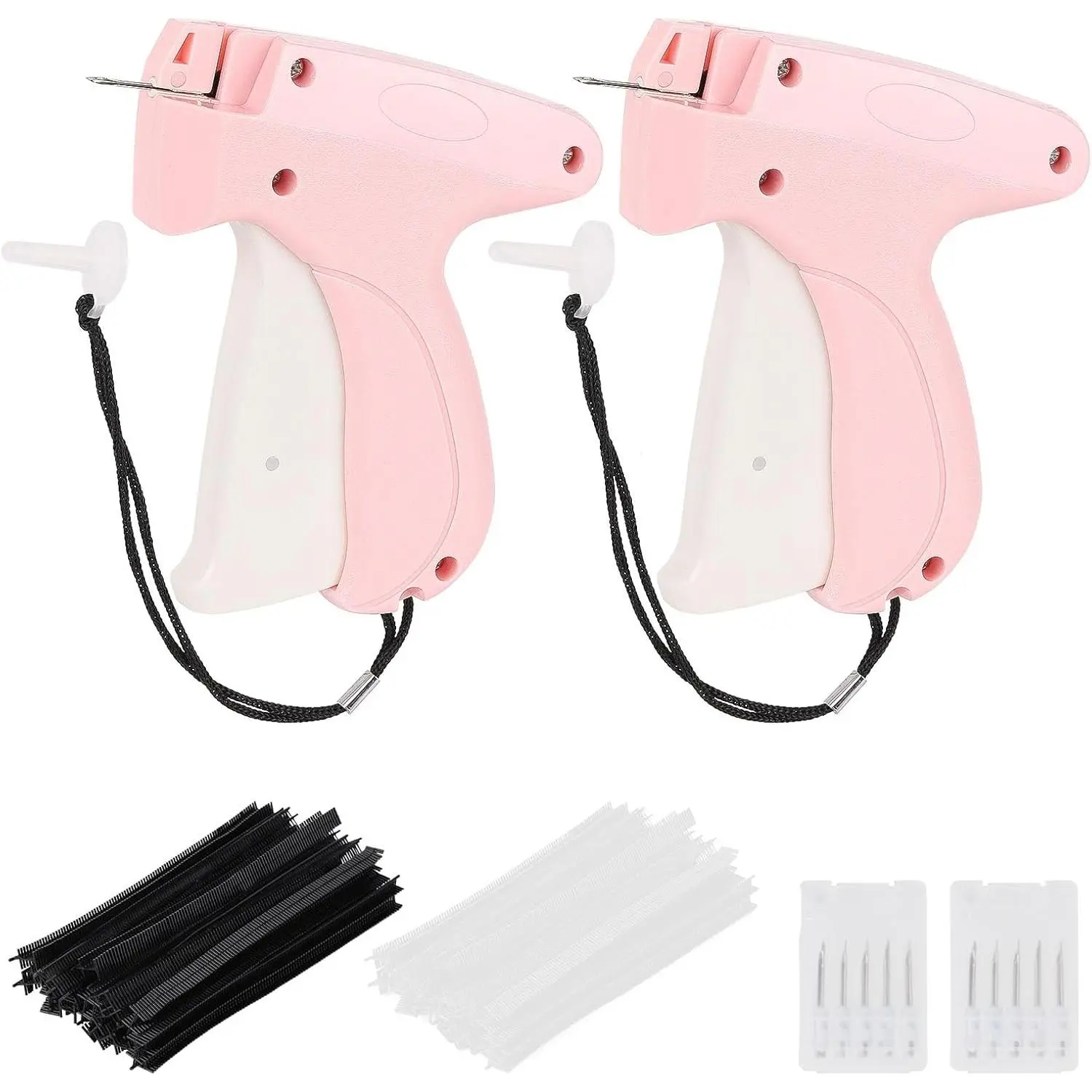 2 Pack Stitch Gun for Clothes, Stitchy Microstitch Tag Gun Quick Clothing Fixer - Sewing Kit Includes 10 Needle, 2000 Fasteners (Pink)