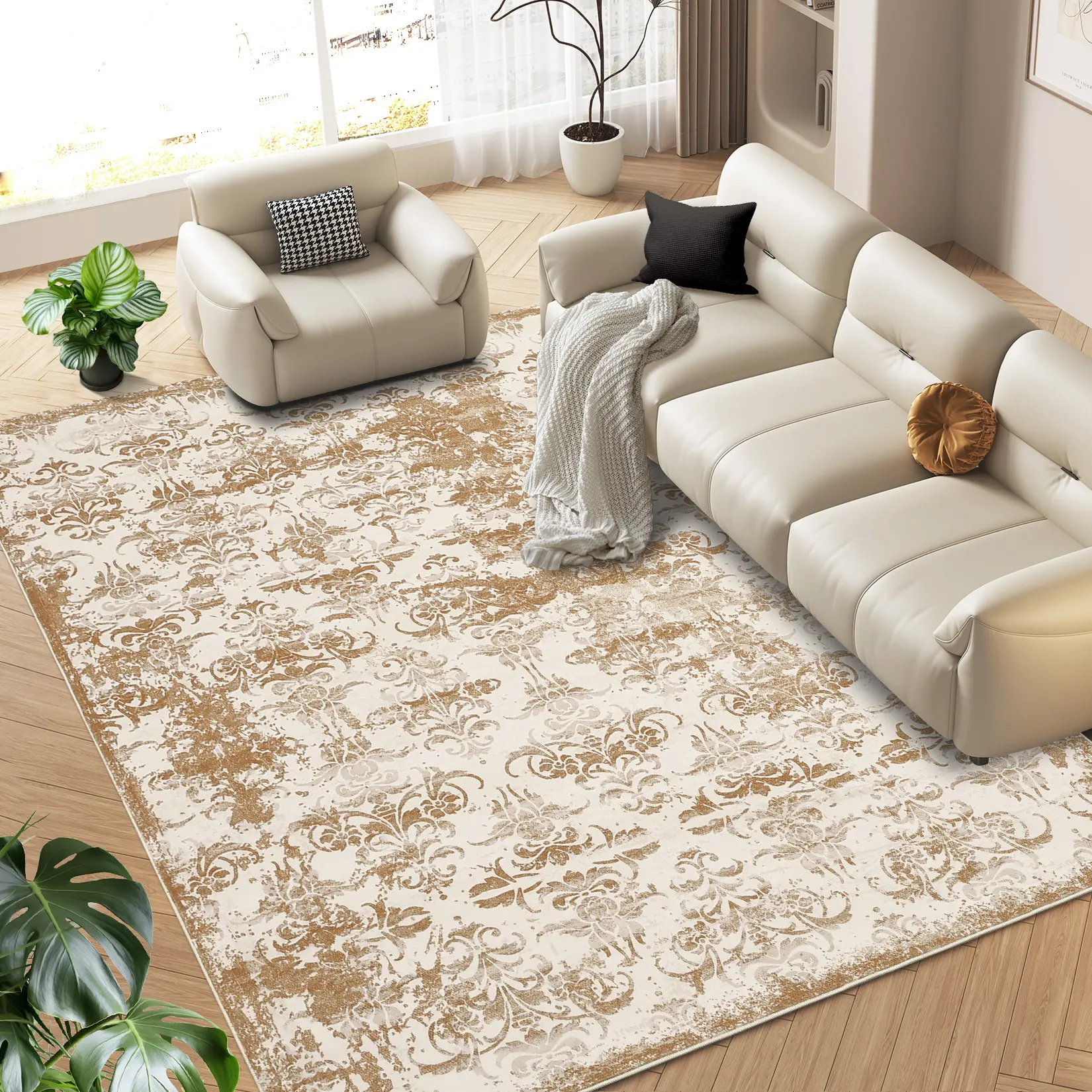Area Rug for Living Room,Machine Washable Area Rugs for Bedroom,Soft Non-Slip Carpet Indoor Floor Stain Resistant Carpets for Home Office