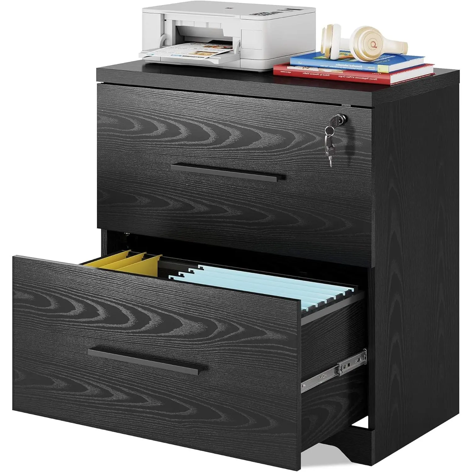 DEVAISE 2-Drawer Lockable Wood Lateral File Cabinet - Office & Home Furniture Storage with File Drawers, Flexible Cabinets, Racks & Shelves, File Drawers Cabinet