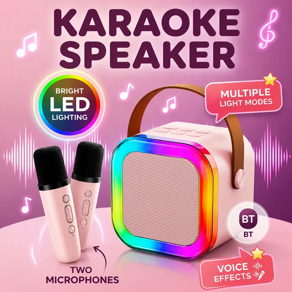 Portable Karaoke Machine Speaker, Handheld Wireless Microphone Speaker, Outdoor Use, Home & Outdoor Scenes, K12 Model