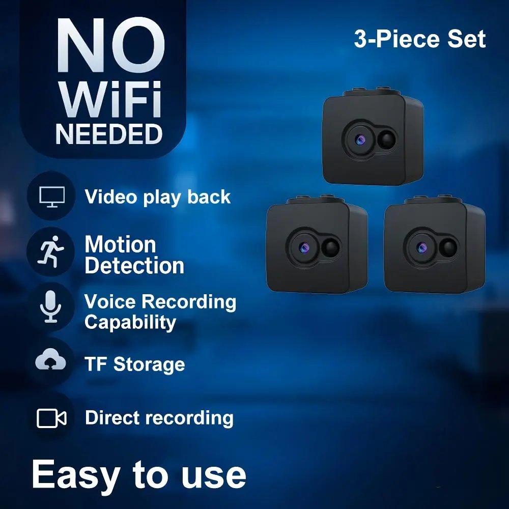 YINGWEICAM Cordless Security Camera - No Wi-Fi Needed, Direct Recording, Continuous Loop Recording, Rechargeable Battery, Direct Plug-In, Portable, Ideal for Home Use (Security Cameras & Systems), Home Security