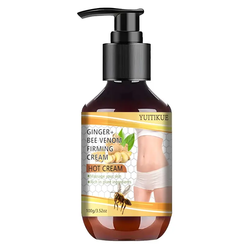 Yuitikue Ginger Bee Venom Firming Heating Massage Cream 100g, Honey Collagen Turmeric Formula, Hydrating Body Lotion for Waist and Abdomen