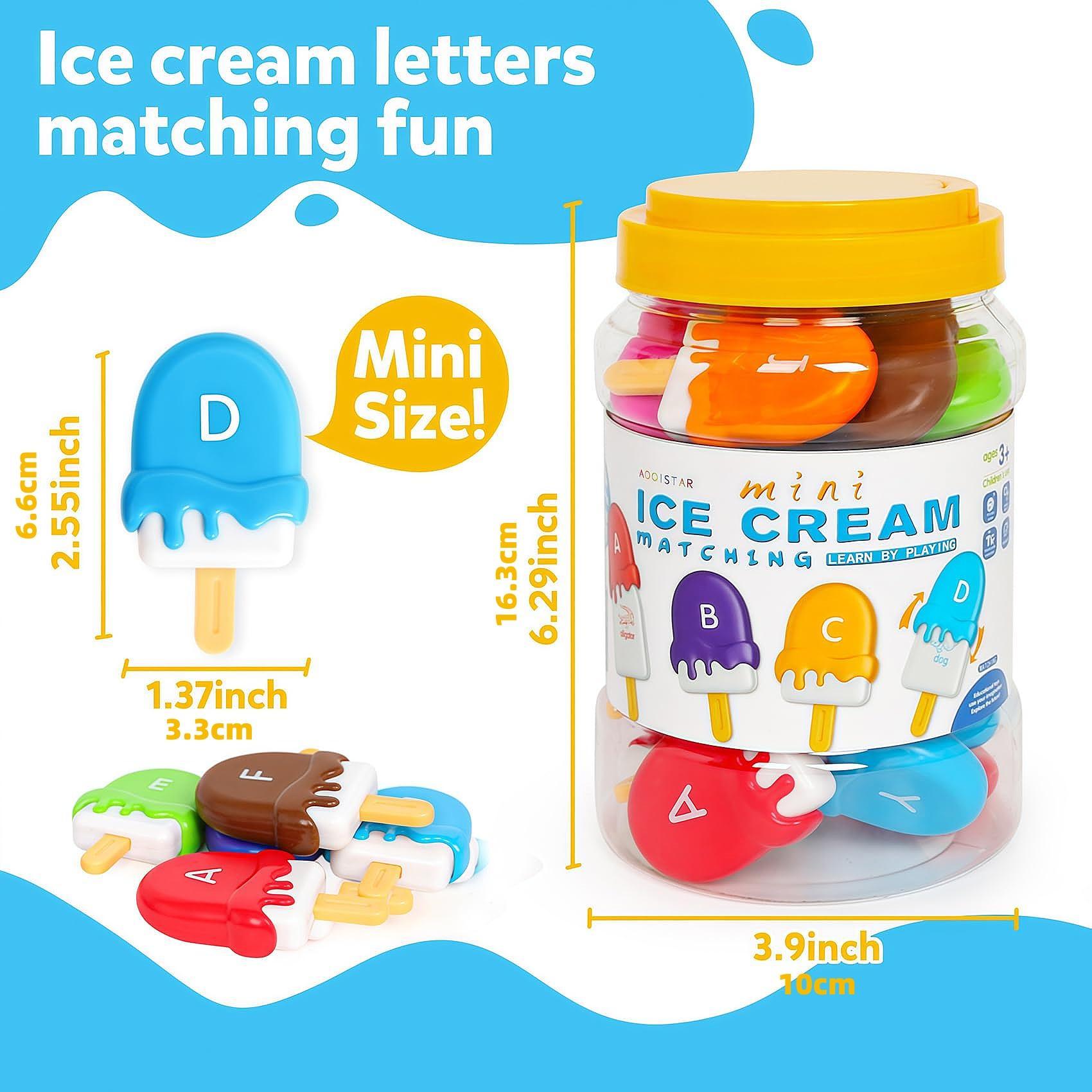 Ice Cream Shaped Building Blocks, Math Learning Blocks, Number Counting Blocks, 52pcs/set Colorful Ice Cream Letter Toy, Early Education Learning Toy for Teens, Birthday Gift, Learning Materials