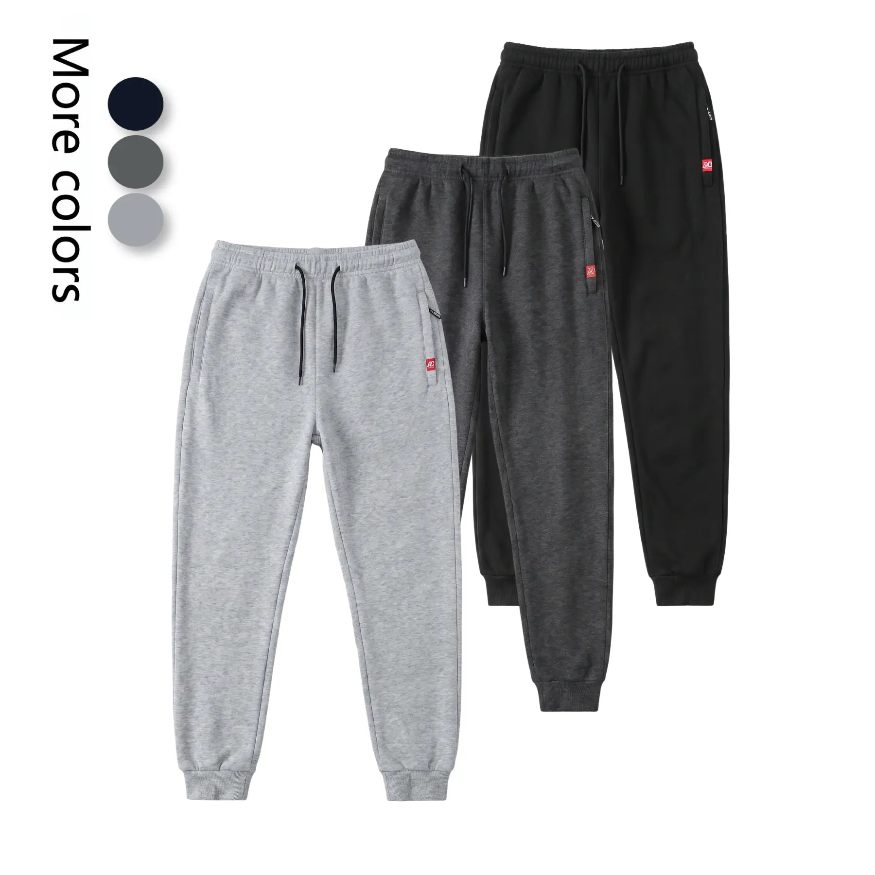 Men's Tapered Polyester Cargo Joggers - Male Streetwear Style with Elastic Waist, Secure Zip Pockets, Machine Washable