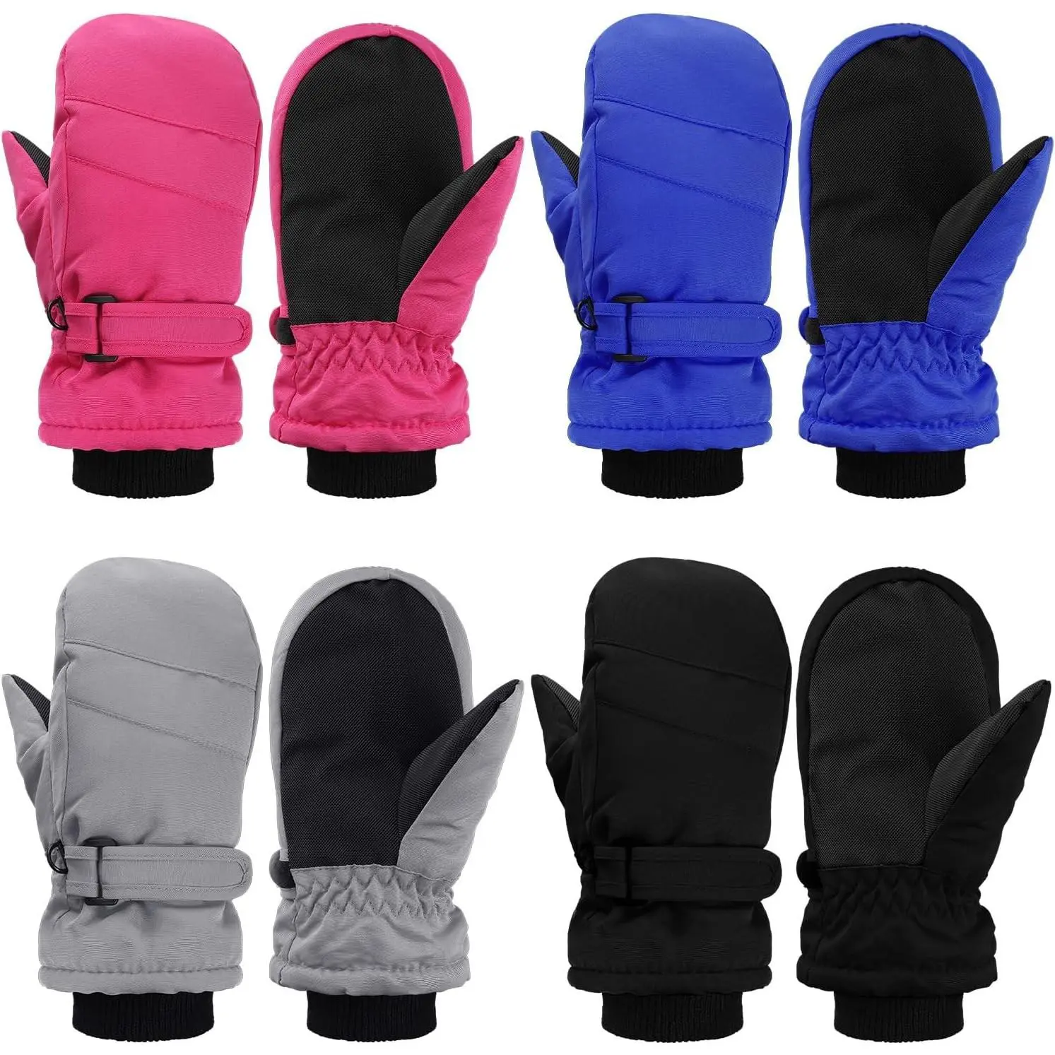 4 Pairs Kids Mittens Waterproof Ski Gloves Boys Girl Warm Snow Winter Mittens for Kids Toddler Outdoor Activities