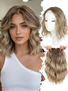 12 Inch Short Wavy Hair Topper for Thinning Hair Women, 6.5"x6.5" Breathable Lightweight Synthetic Hairpiece, Instant Volume & Coverage