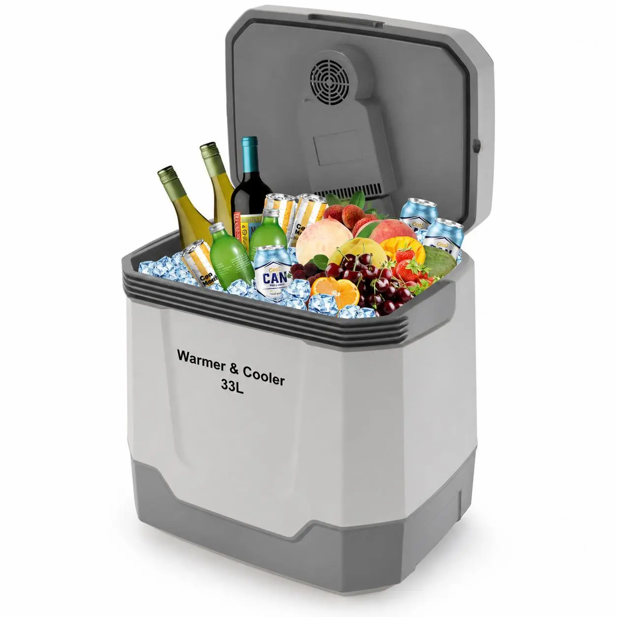 35 Quart (33 L) Electric Cooler & Warmer, Portable Car Refrigerator With Automatic Locking Handle, 12V Car Cooler for Vehicle & Trucks, 110V AC Home Power Cord, Plug In Coolers