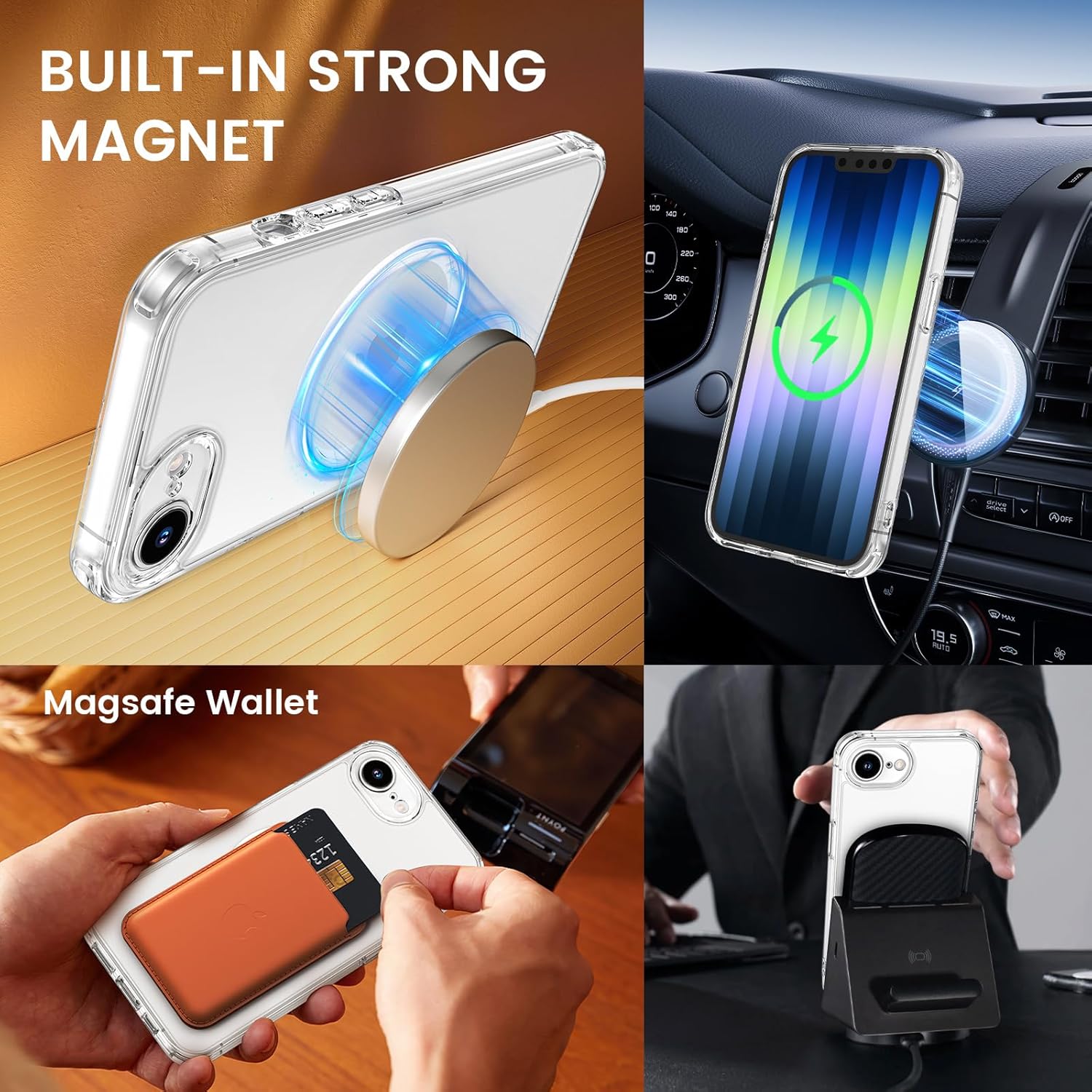 for  16e 2025 Case with  Screen Protector, [Compatible with MagSafe] Transparent Shockproof Protective Phone Case Slim for  16e 6.1 inch, Clear