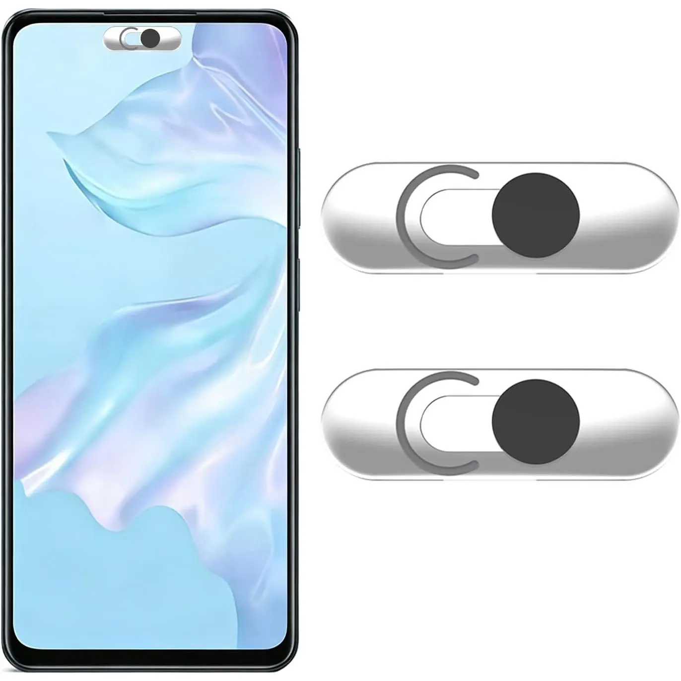 Front Camera Covers Compatible with Galaxy/iPad/Pixel | Smartphone Webcam Cover | Lens Protector,Camera Blocker for  and Safety | 2Pack | Black