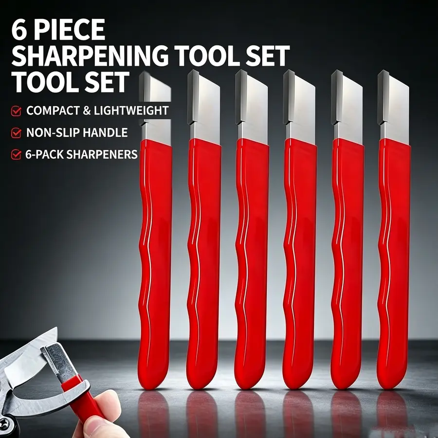6pcs Multi-Purpose Steel Sharpener Set, Portable Manual Knife Scissor Edge Scraper, No Battery Required, for Home Kitchen Garden Tools, Kitchenware #GLOBAL PICKS