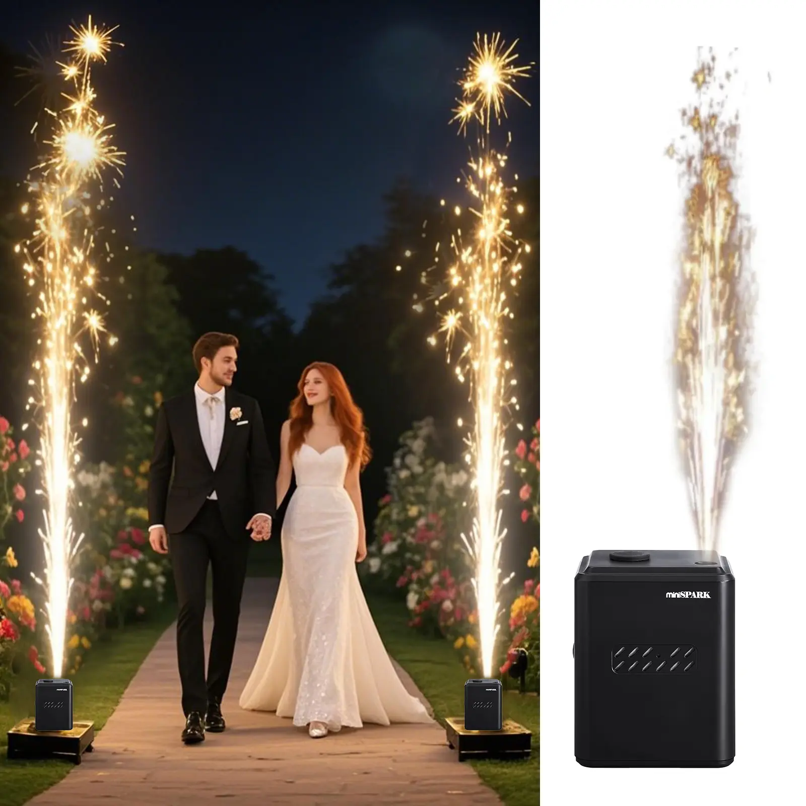 Mini Cold Spark Machine | Portable FX Device with Auto Safety Cutoff | Stage/Wedding/Event Special Effects Machine (1 Unit +10 PCS Consumables)