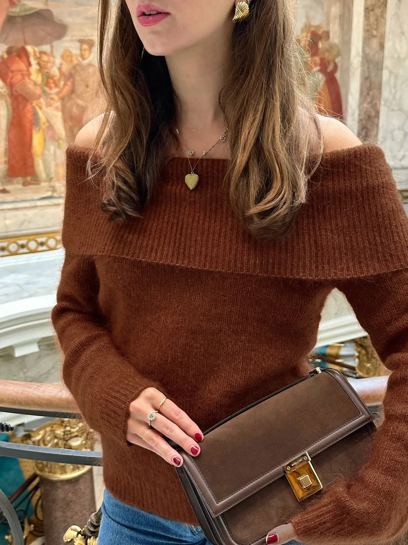 Women's Off The Shoulder Fuzzy Sweater, Casual Loose Fit Long Sleeve Soft Plush Pullover, Fall & Winter Fashion, Solid Color, Fluffy Knitwear, Tops