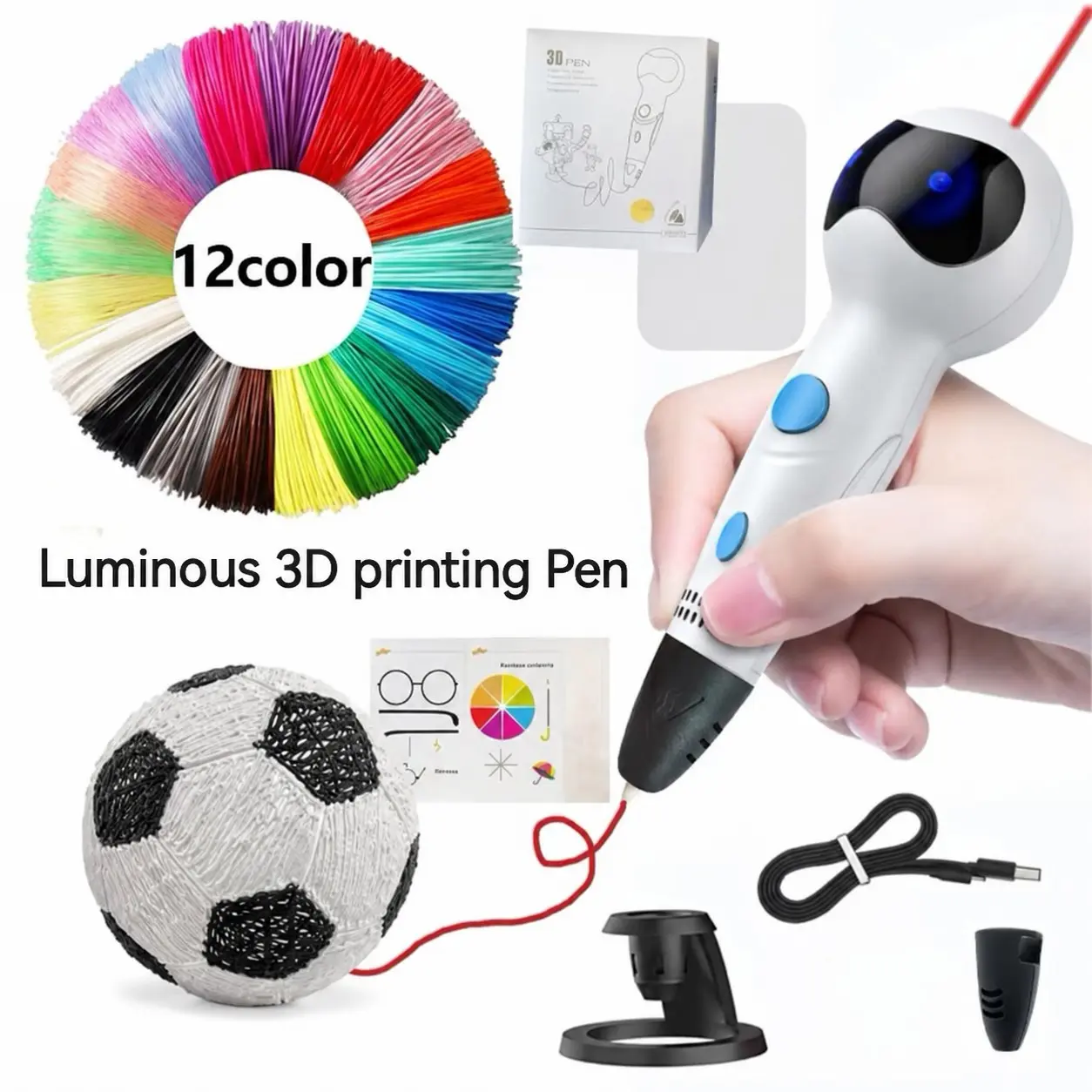 Low-Temperature Robot 3D Printing Pen Set, Smart Voice Reminder, Heat-Resistant 3D Drawing Pen, DIY Creative Toy, Perfect Gift for Boys, Office 3D Printer Supplies
