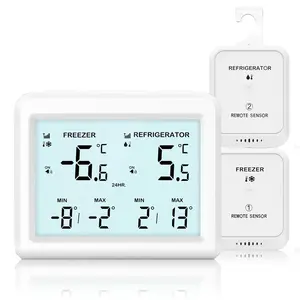 Refrigerator Thermometer with Freezer Alarm - Wireless Fridge Thermometer with Alert, Backlight MAX/MIN Record for Kitchen Home Restaurant