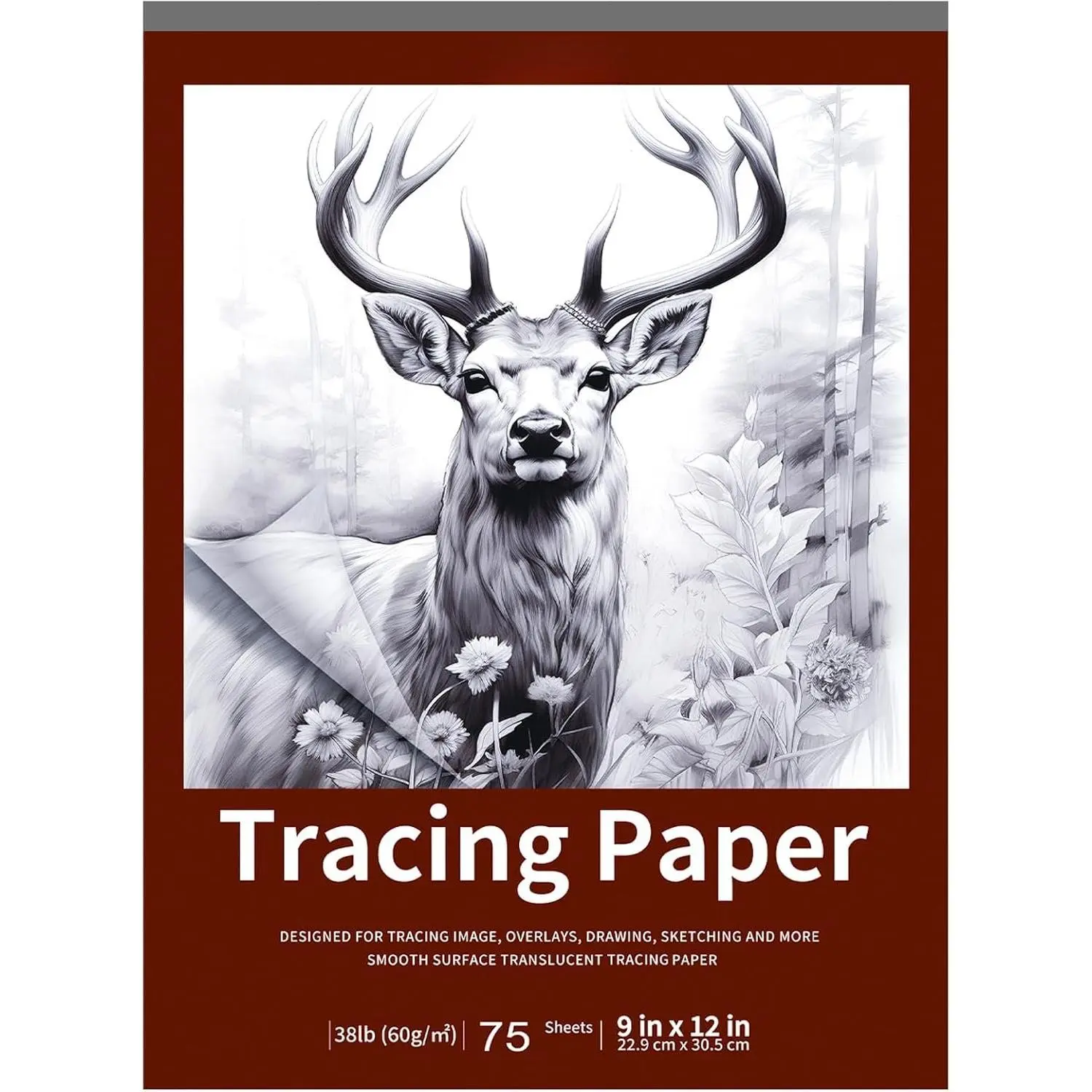 9" x 12" Tracing Paper, Translucent Tracing Pad, 75 Sheets | 38lb/60gsm Vellum Art Paper for Drawing, Sketching, Overlays