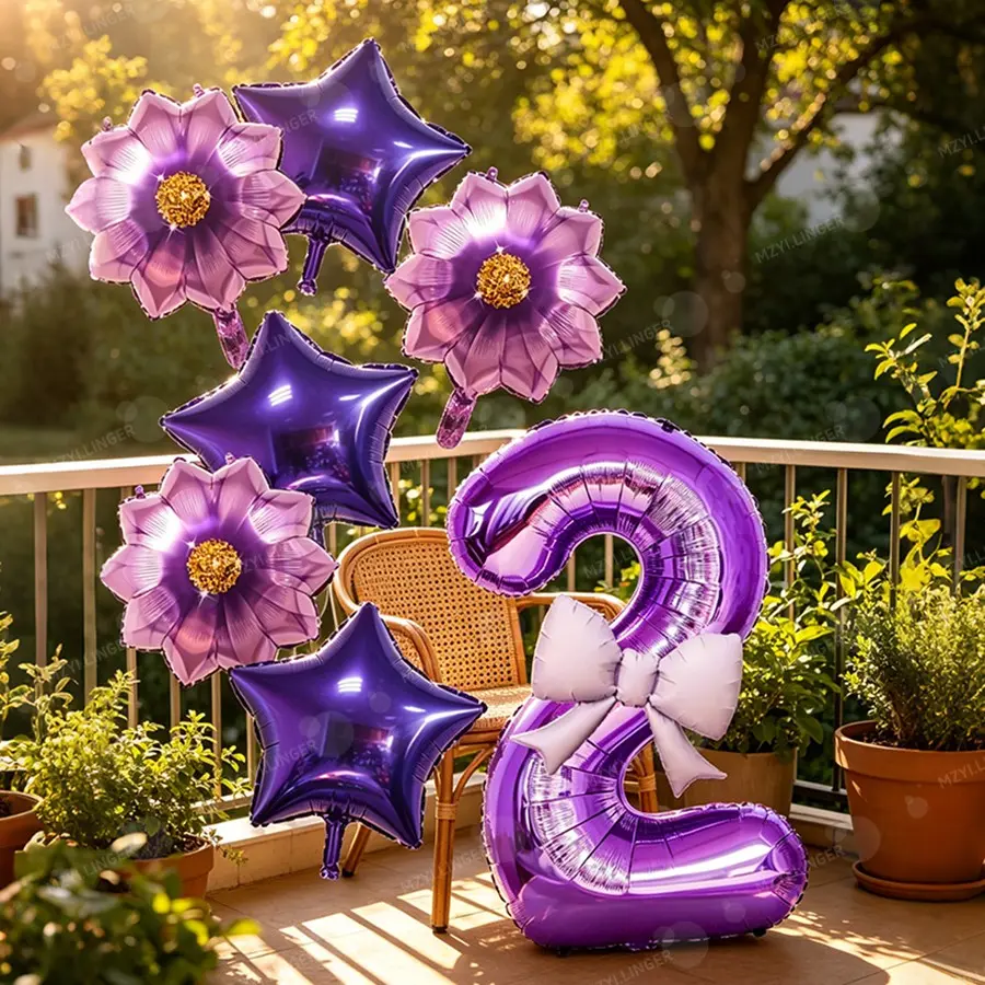 Daisy Aluminum Foil Balloon Set, Numbers 0-9, Party Balloons, Ideal for Birthday Parties, Anniversary, Outdoor Picnics, Party Decorations